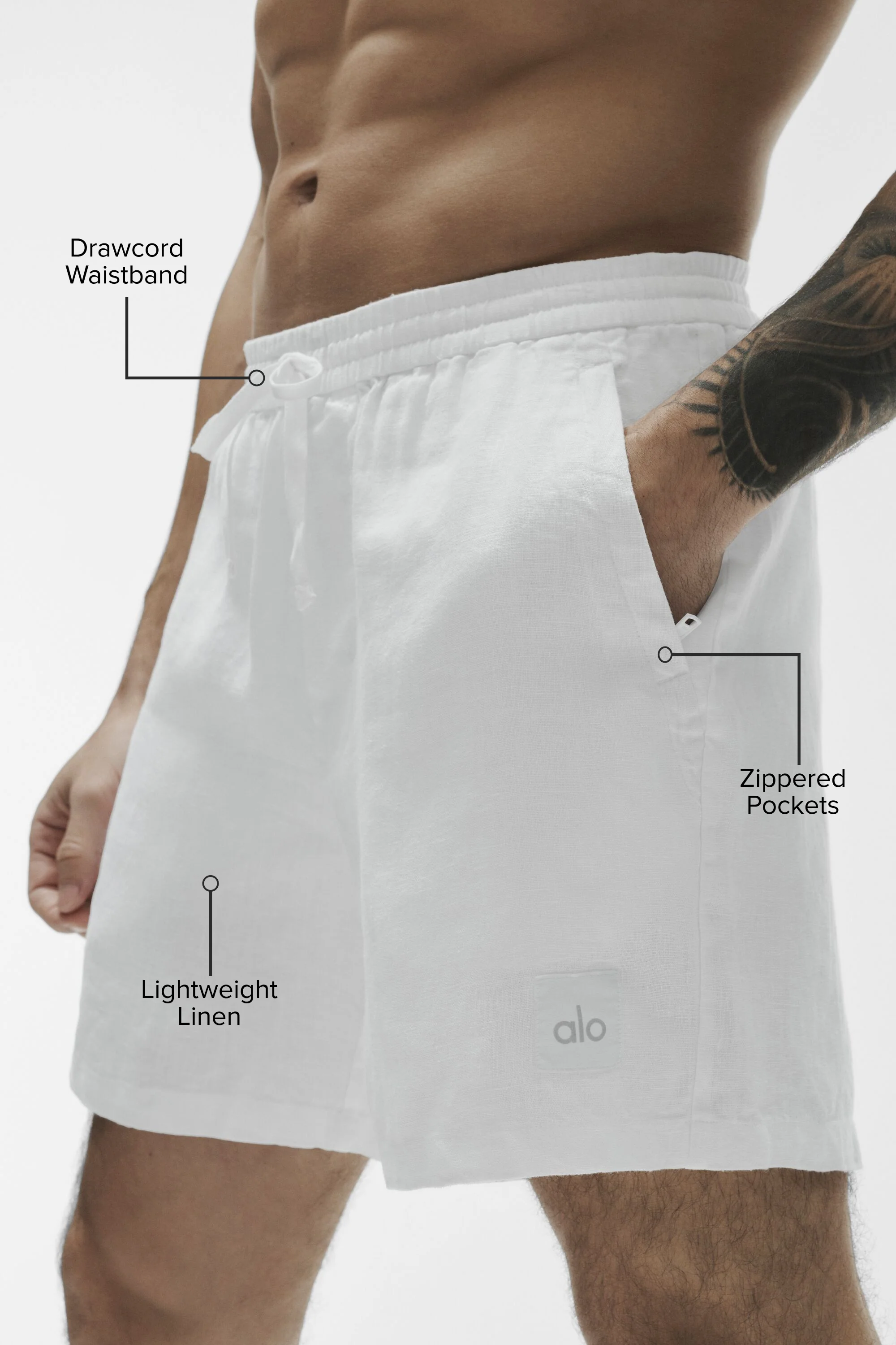 Alo Yoga 7" Linen Days Short i vitt för män