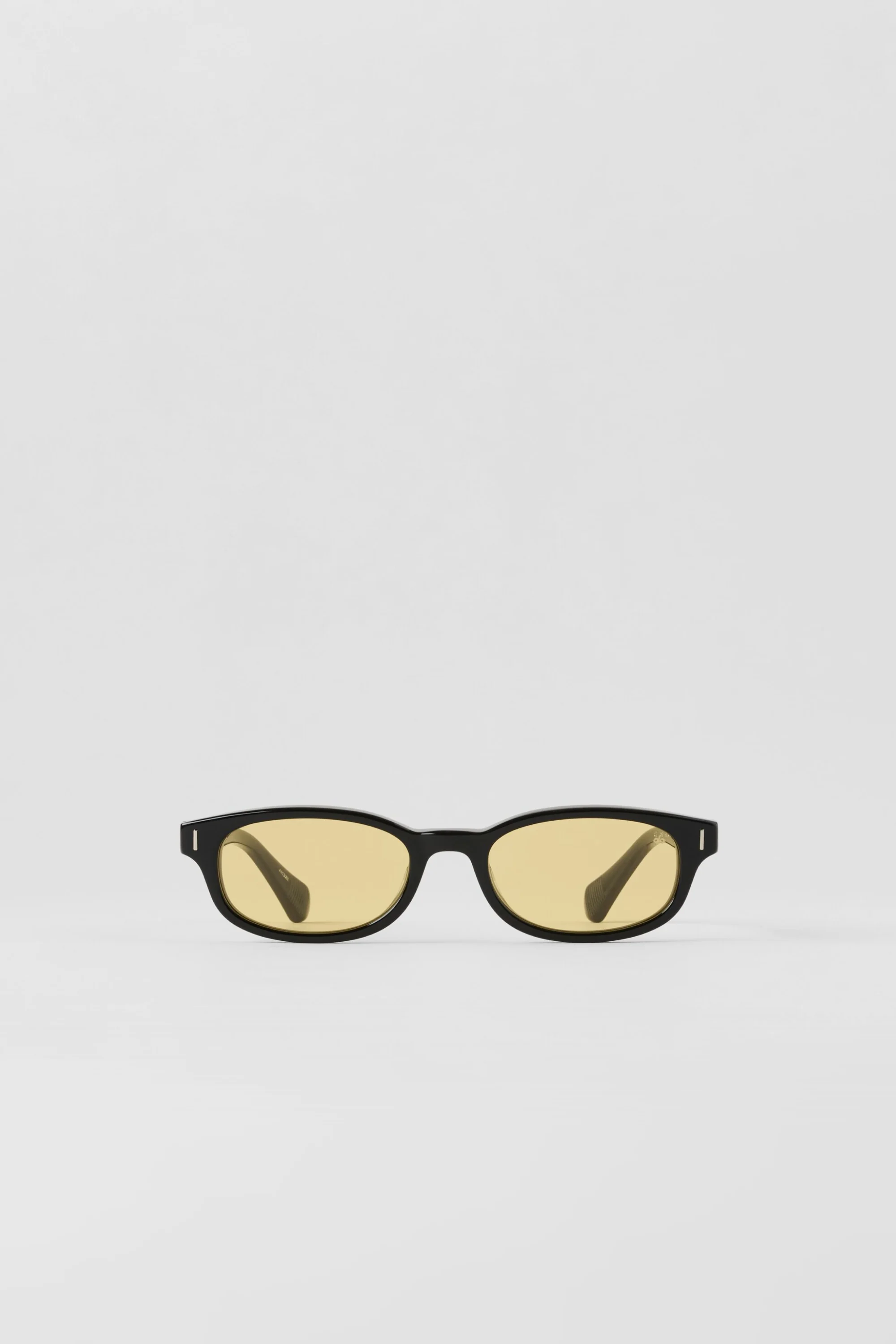 ALO Skinny Oval Sunglasses Black with Yellow Amber Lenses