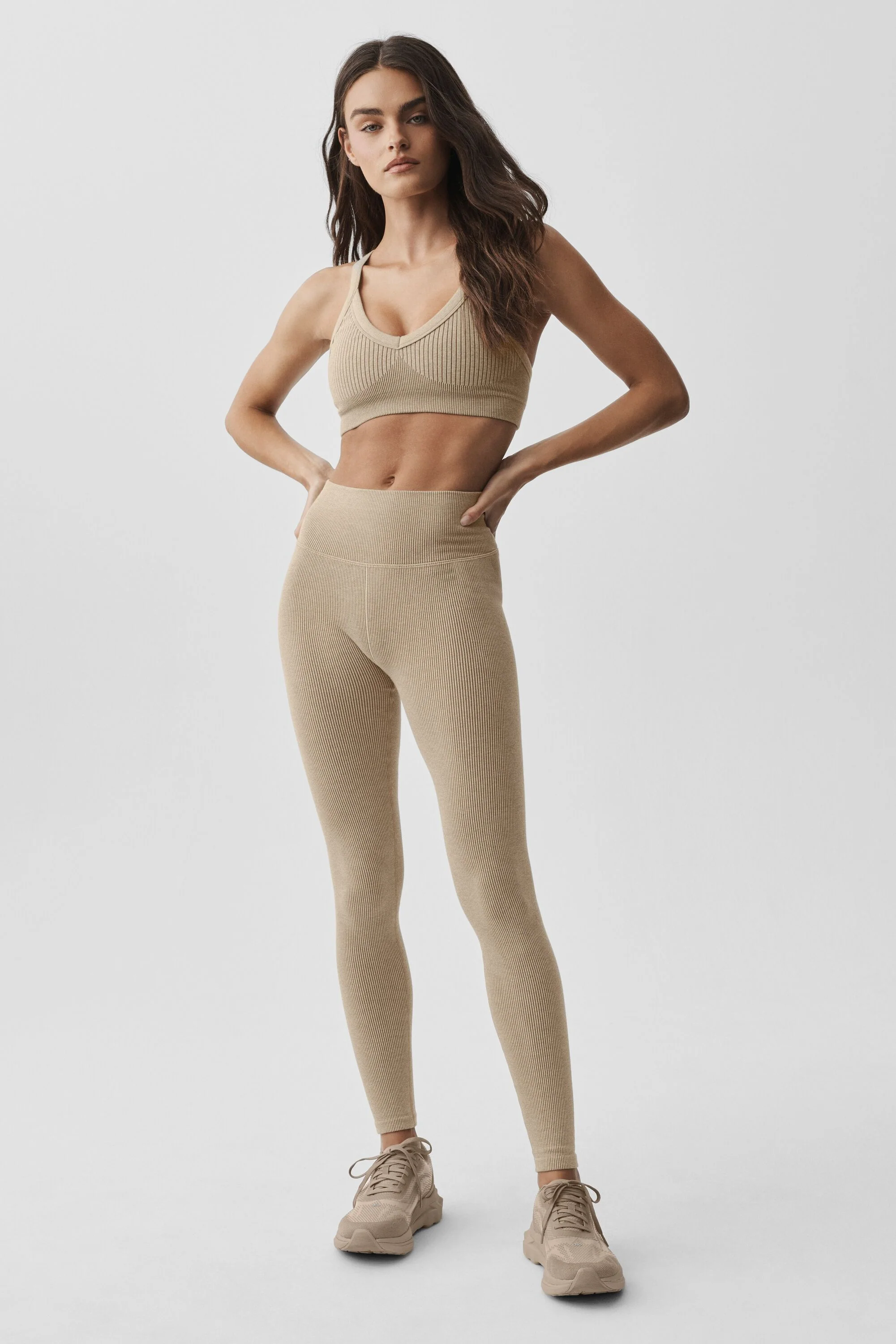 Reggiseno a costine bicolore senza cuciture in Gravel Heather