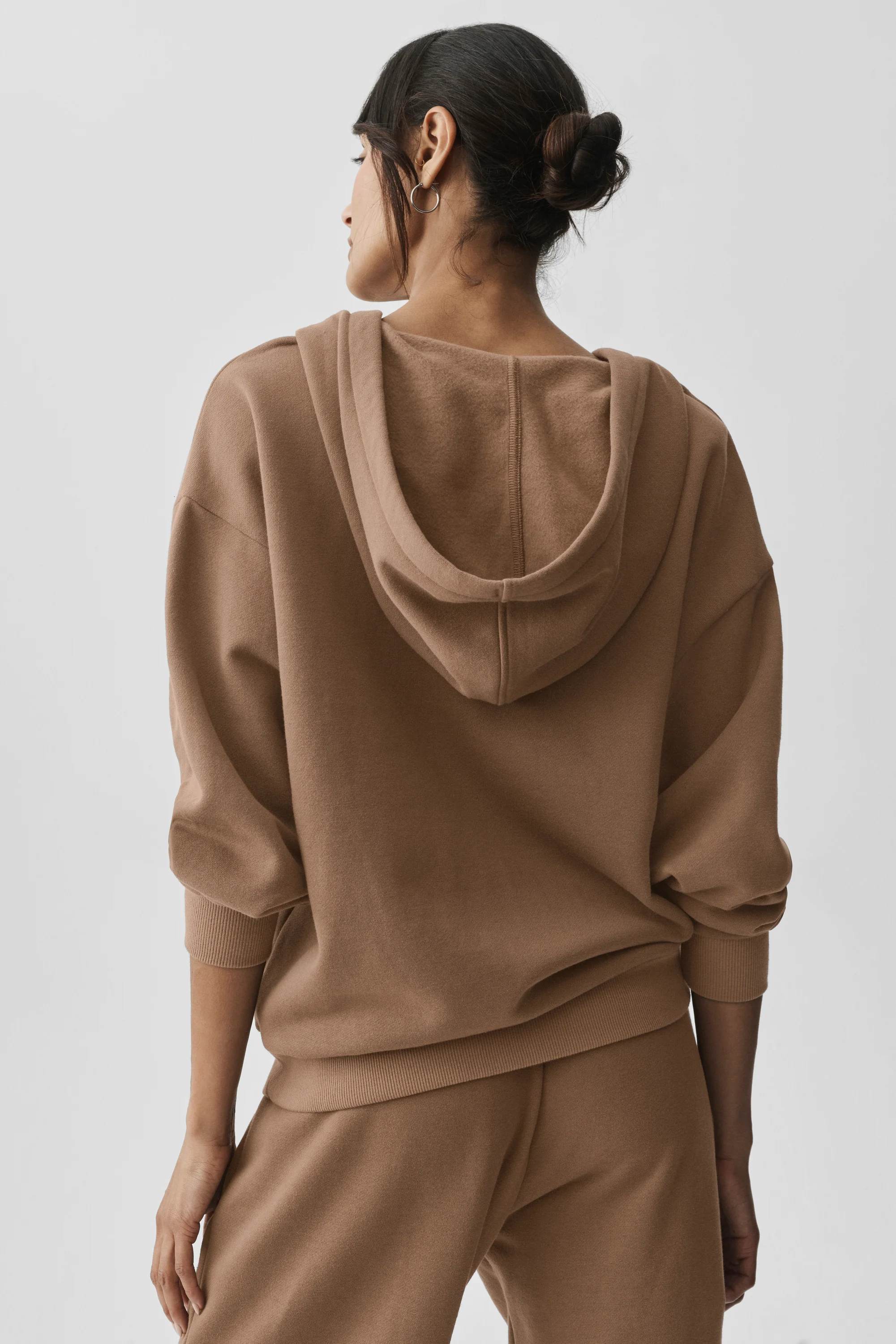 Accolade Full Zip Hoodie in Java Brown, Oversized Unisex Fit