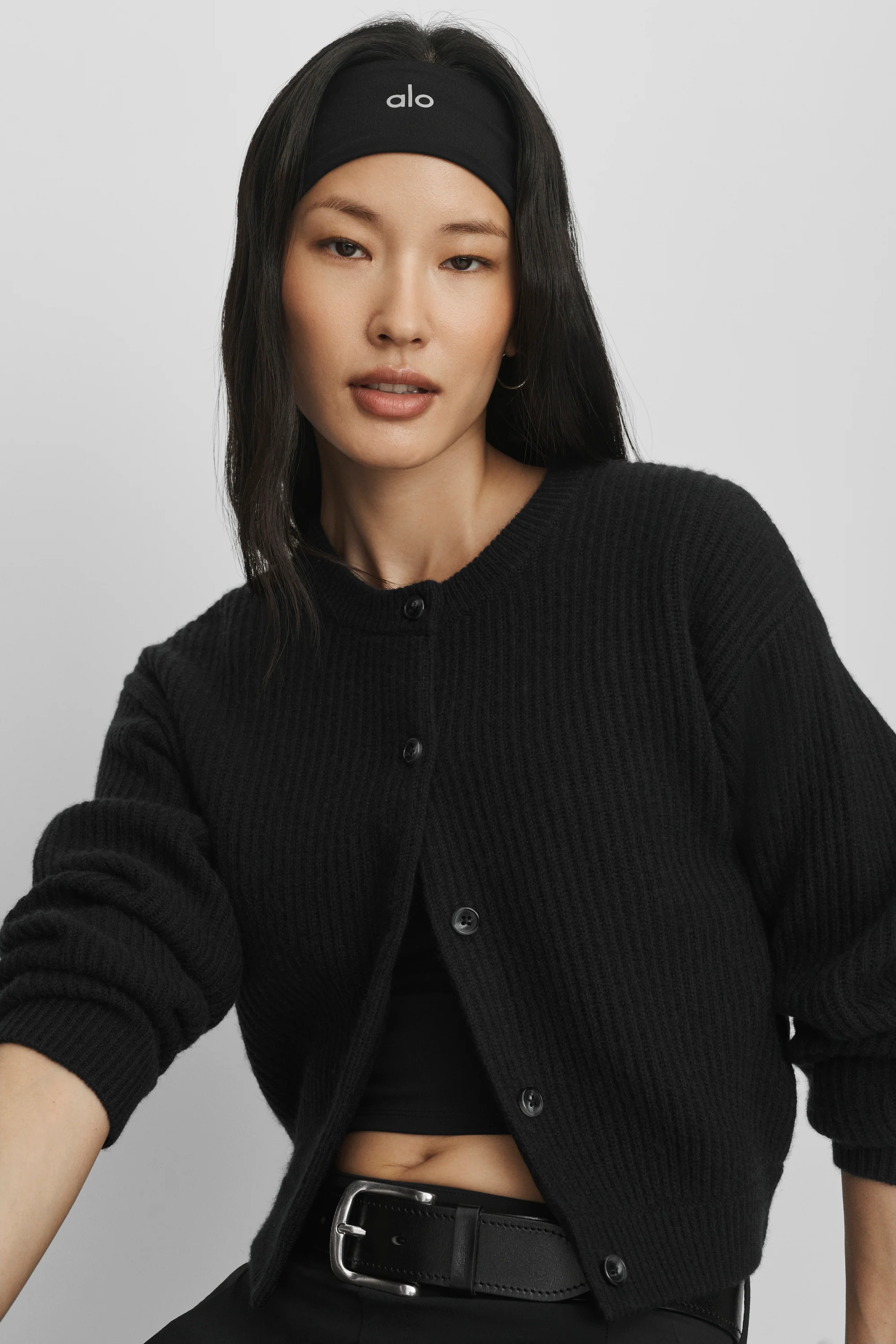 Cashmere Wool Harmony Cardigan in Black