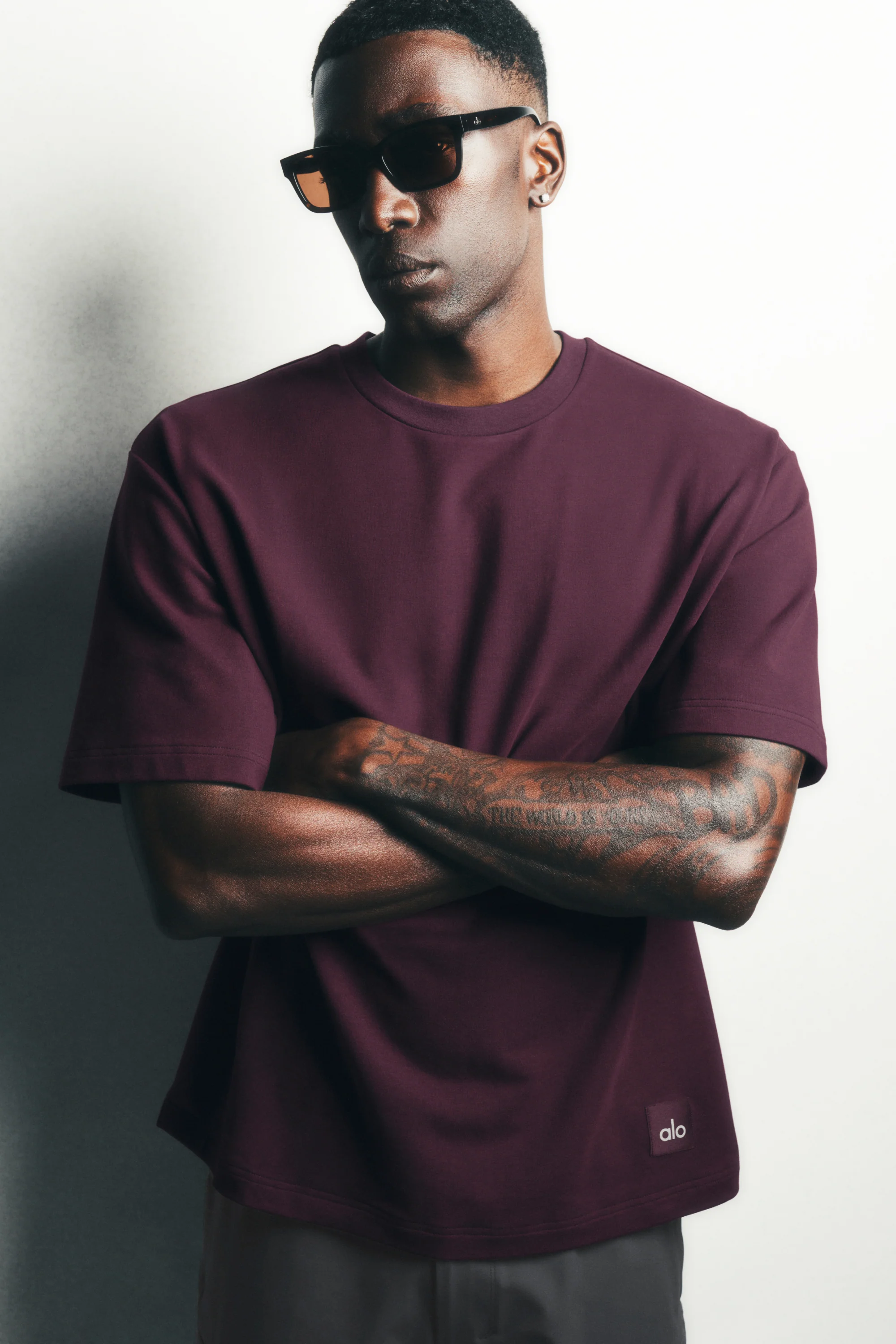 Double Take Short Sleeve Tee in Rich Bordeaux, Slightly Oversized
