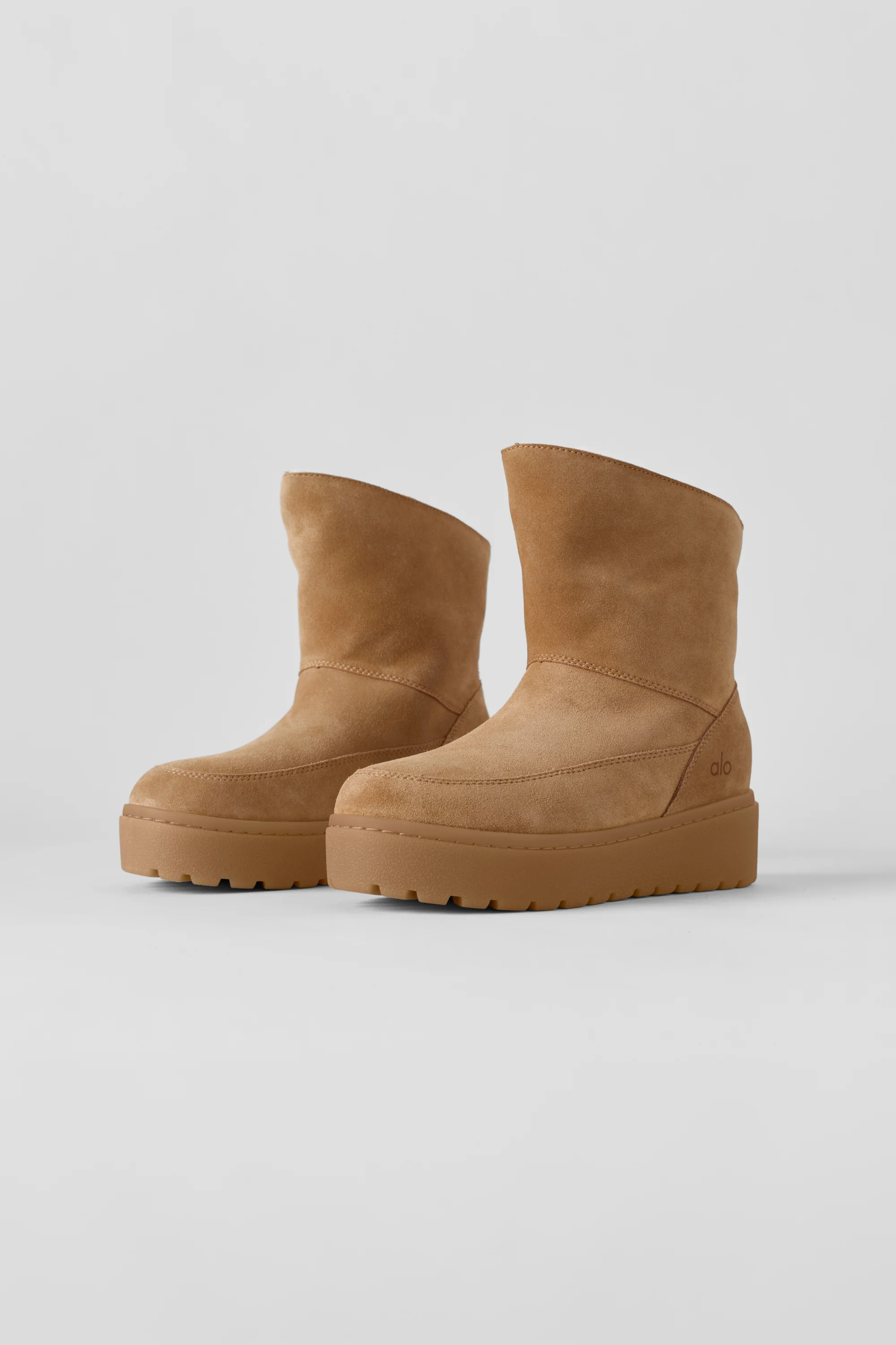 ALO Malibu Boot in Rich Chestnut Suede with Faux Fur
