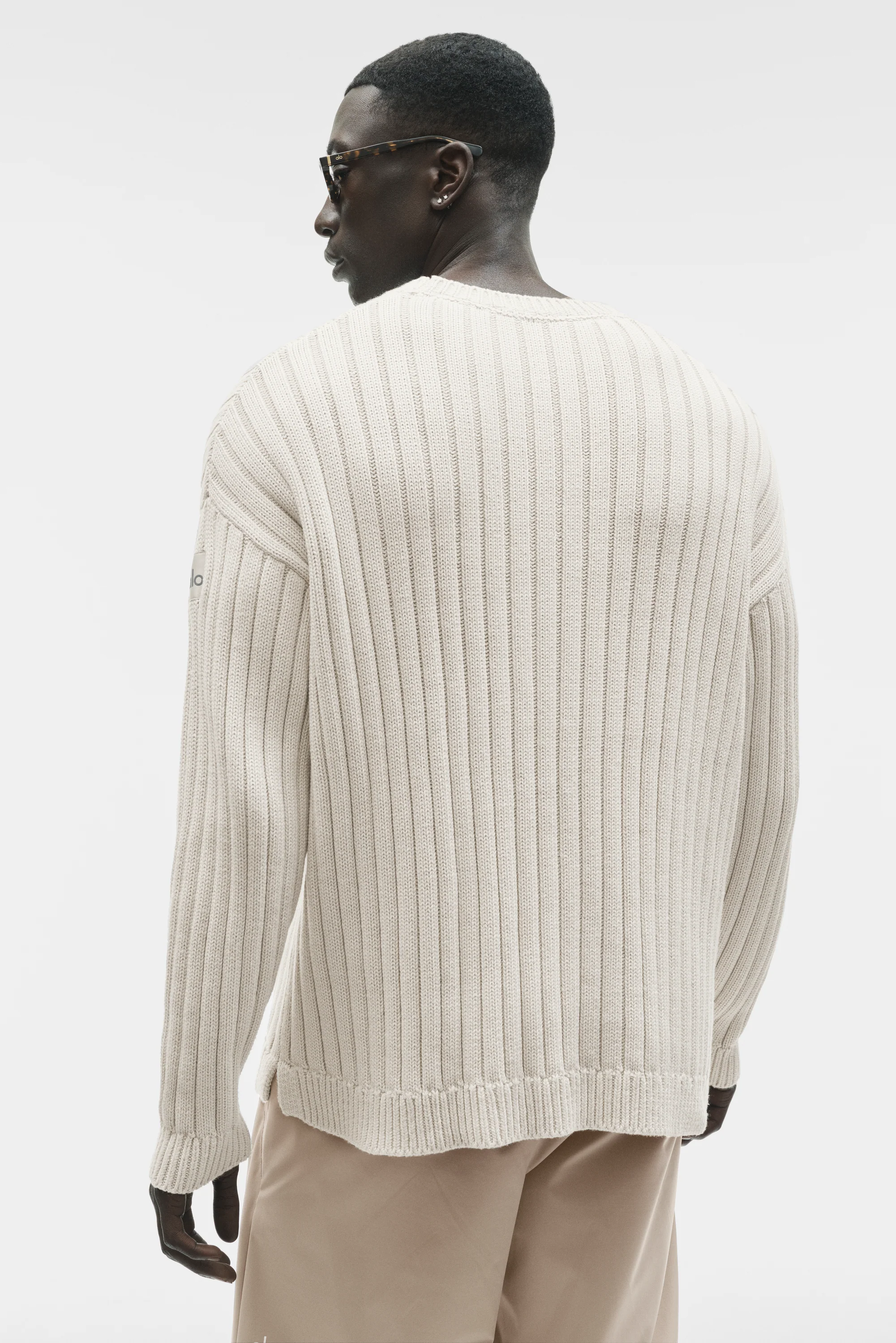 Camisola Cotton Rib Parallel em Bone para homem