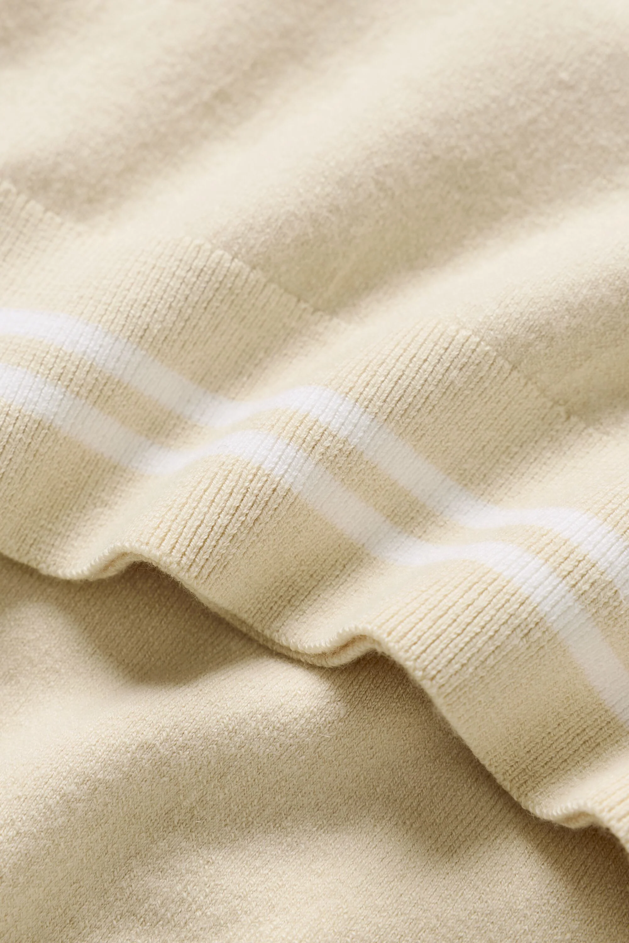 Cotton Cashmere My Serve Short Sleeve Top in Sandy Beige and White