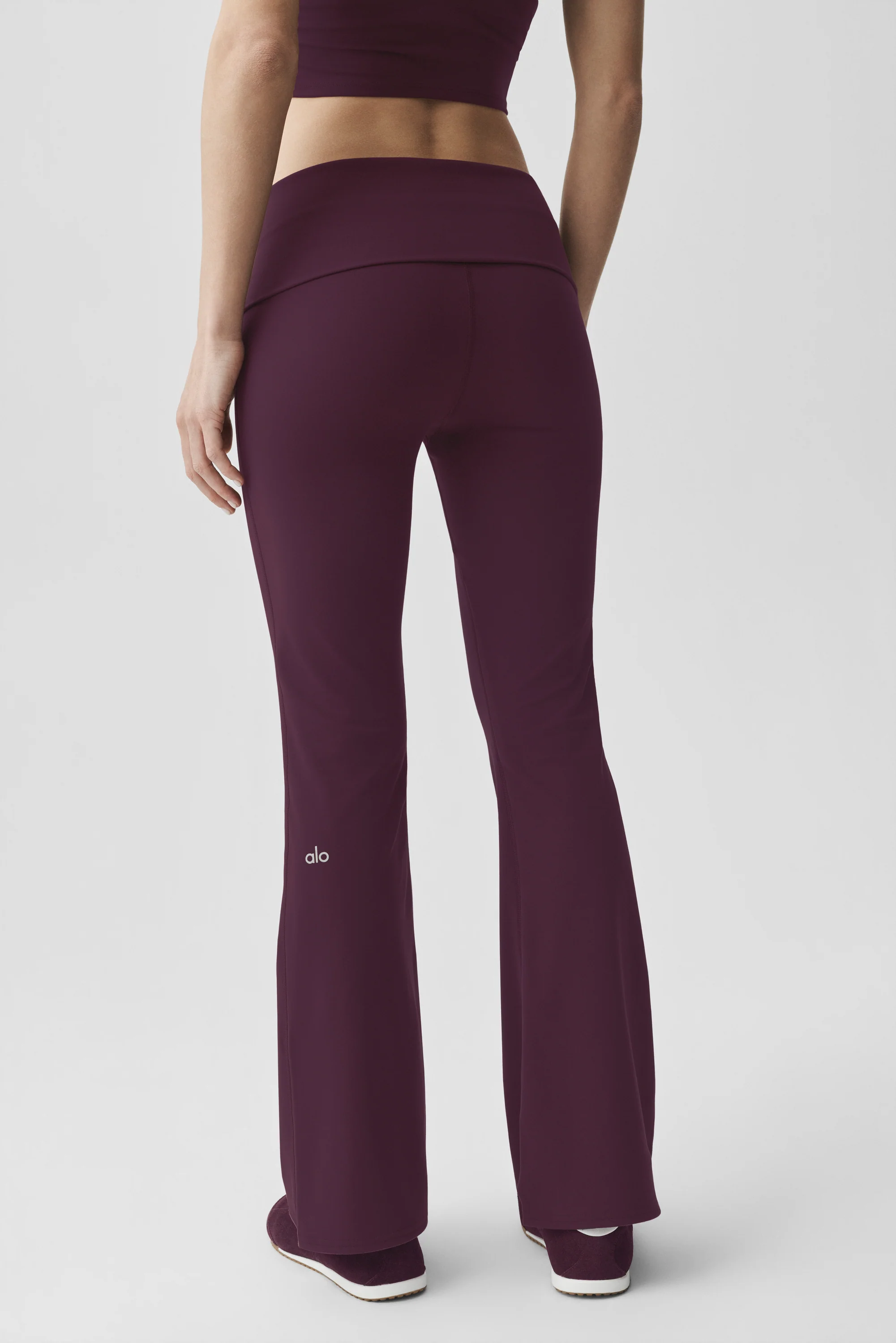 ALO Softsculpt 7/8 Foldover Flare Legging, Short Length, Rich Bordeaux