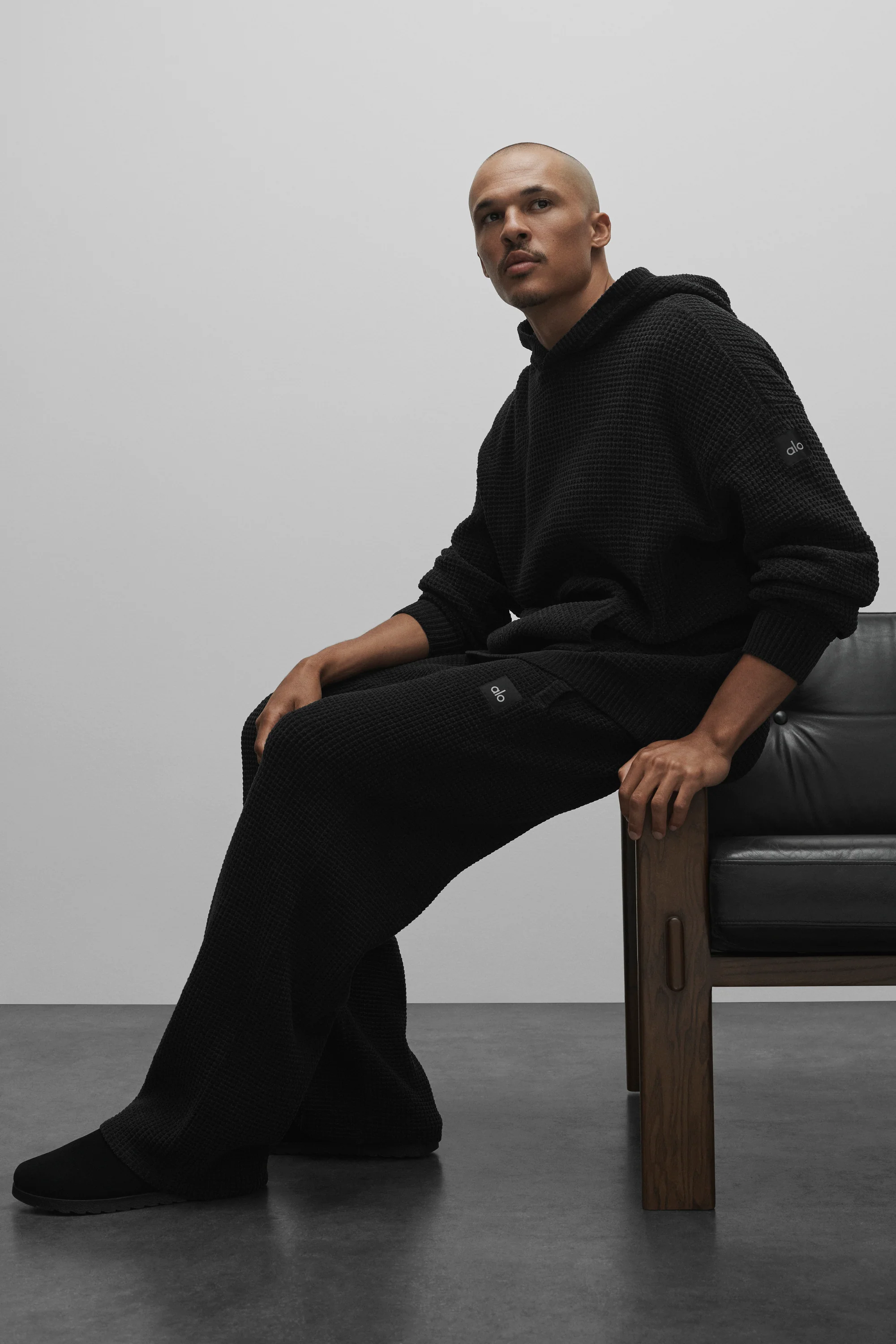Waffle Chenille Edition Hoodie in Schwarz, lockere Passform