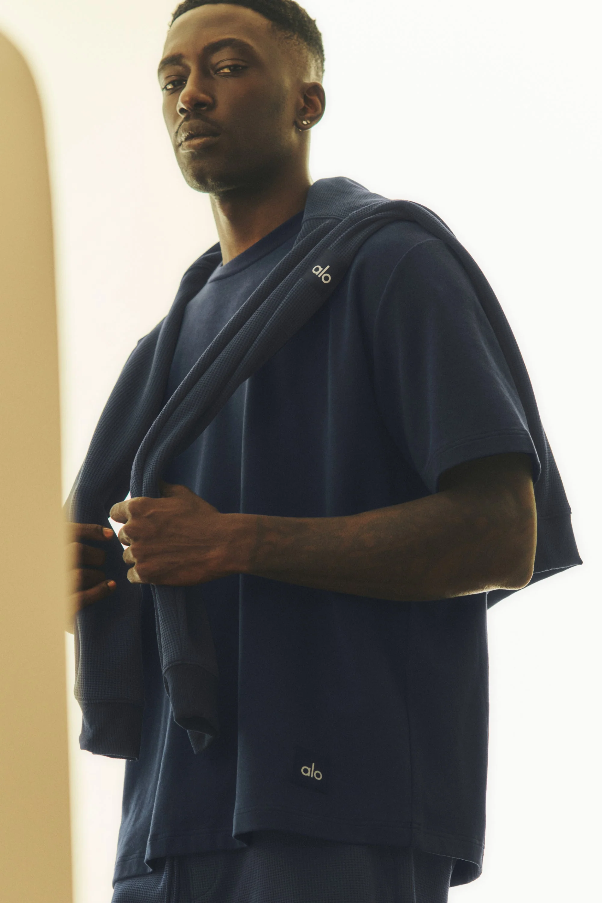 Double Take Short Sleeve Navy Oversized Tee with Extended Hem