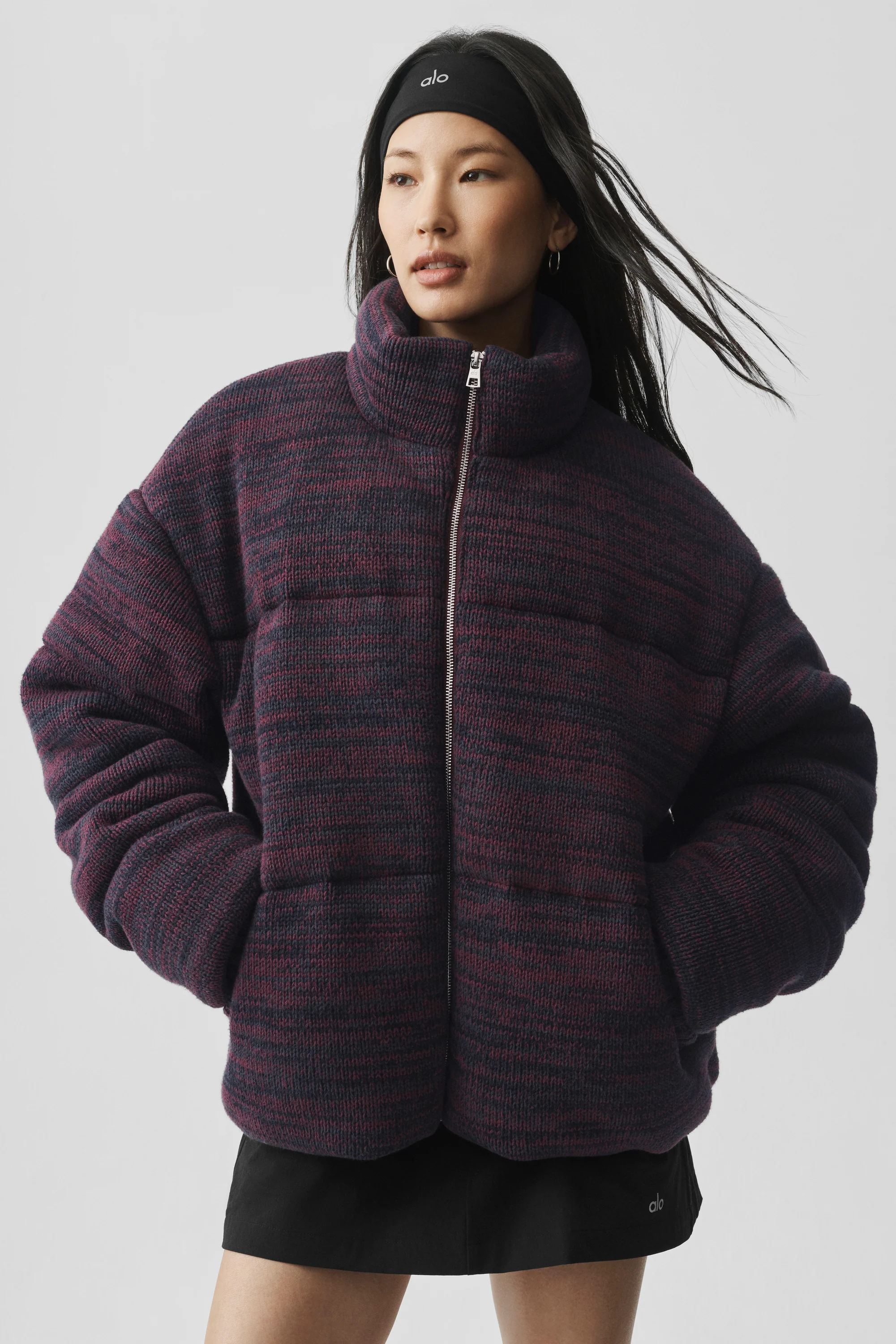 Stage Sweater Puffer in Rich Bordeaux Multi for Women