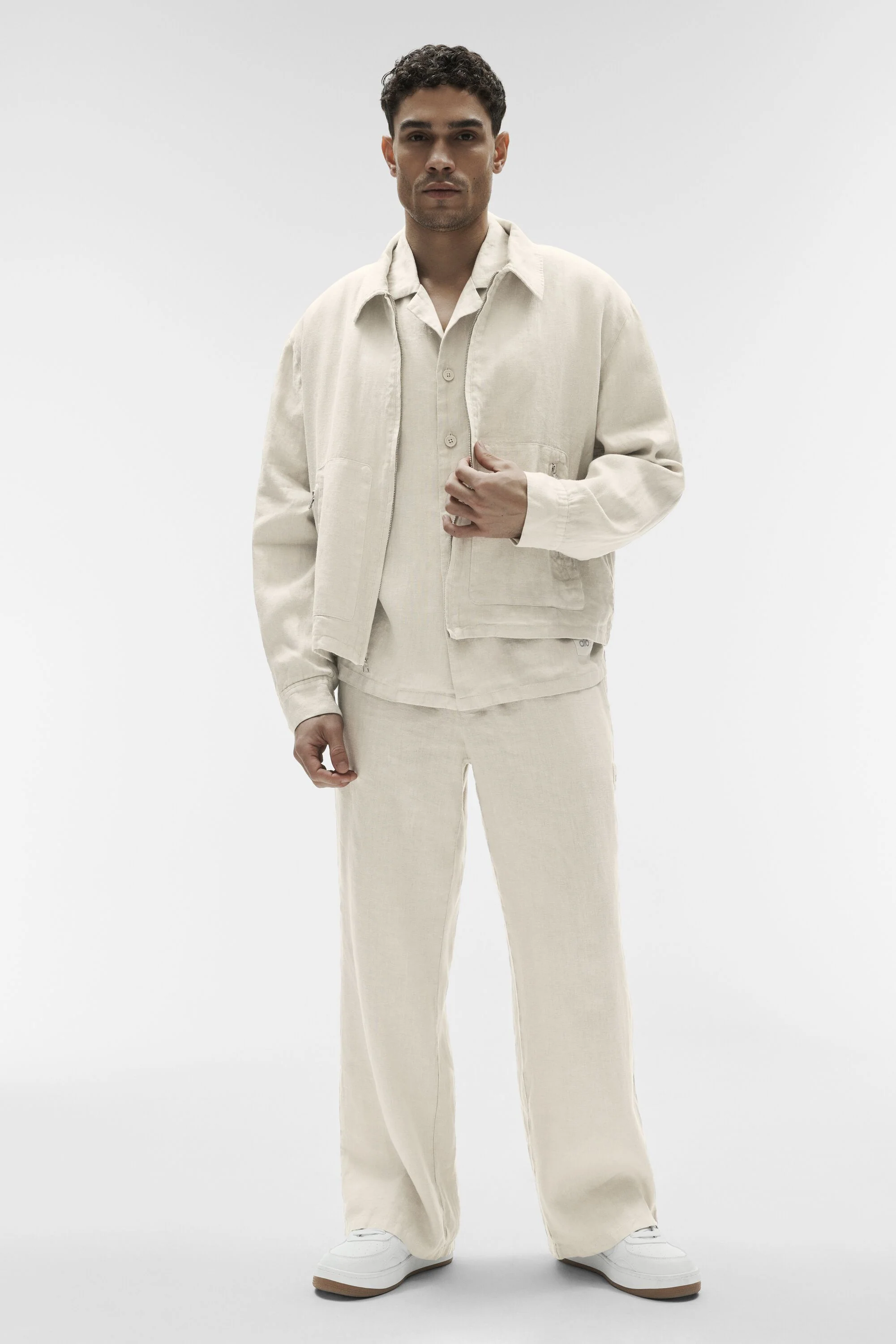 Chaqueta con cremallera completa de lino Days en color Bone para hombre