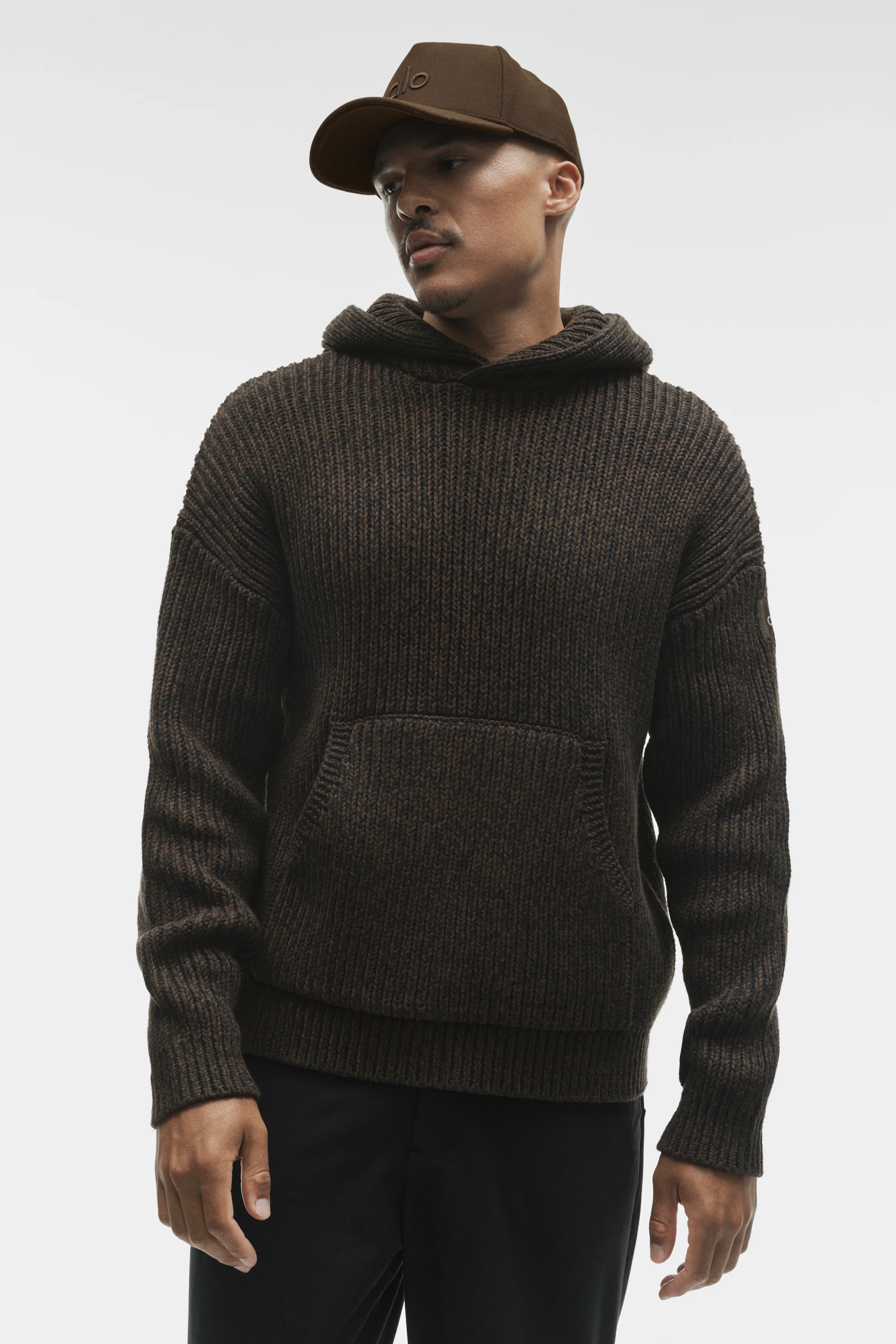 Hoodie Rewind de malha grossa em Espresso Multi