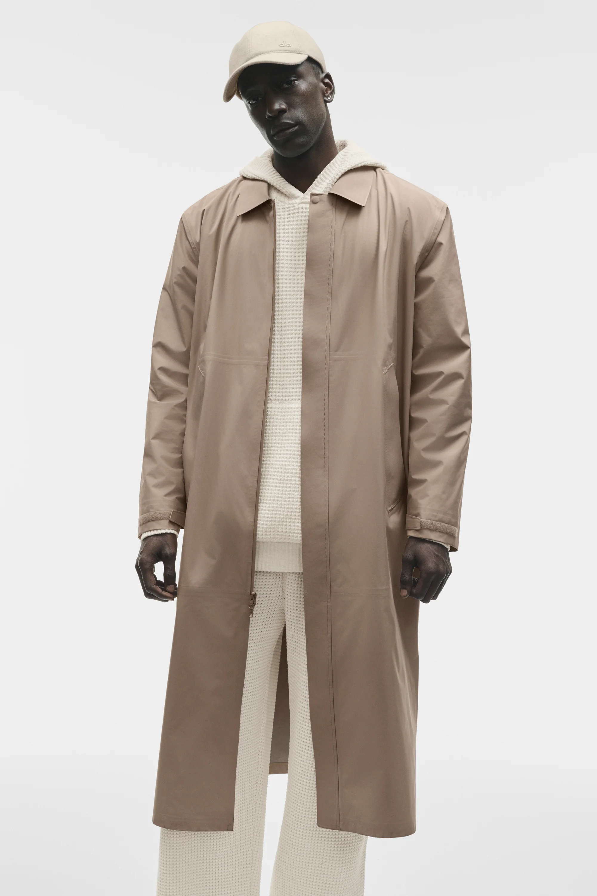 Alpha Shell Long Coat in Gravel mit wasserdichten Reißverschlüssen