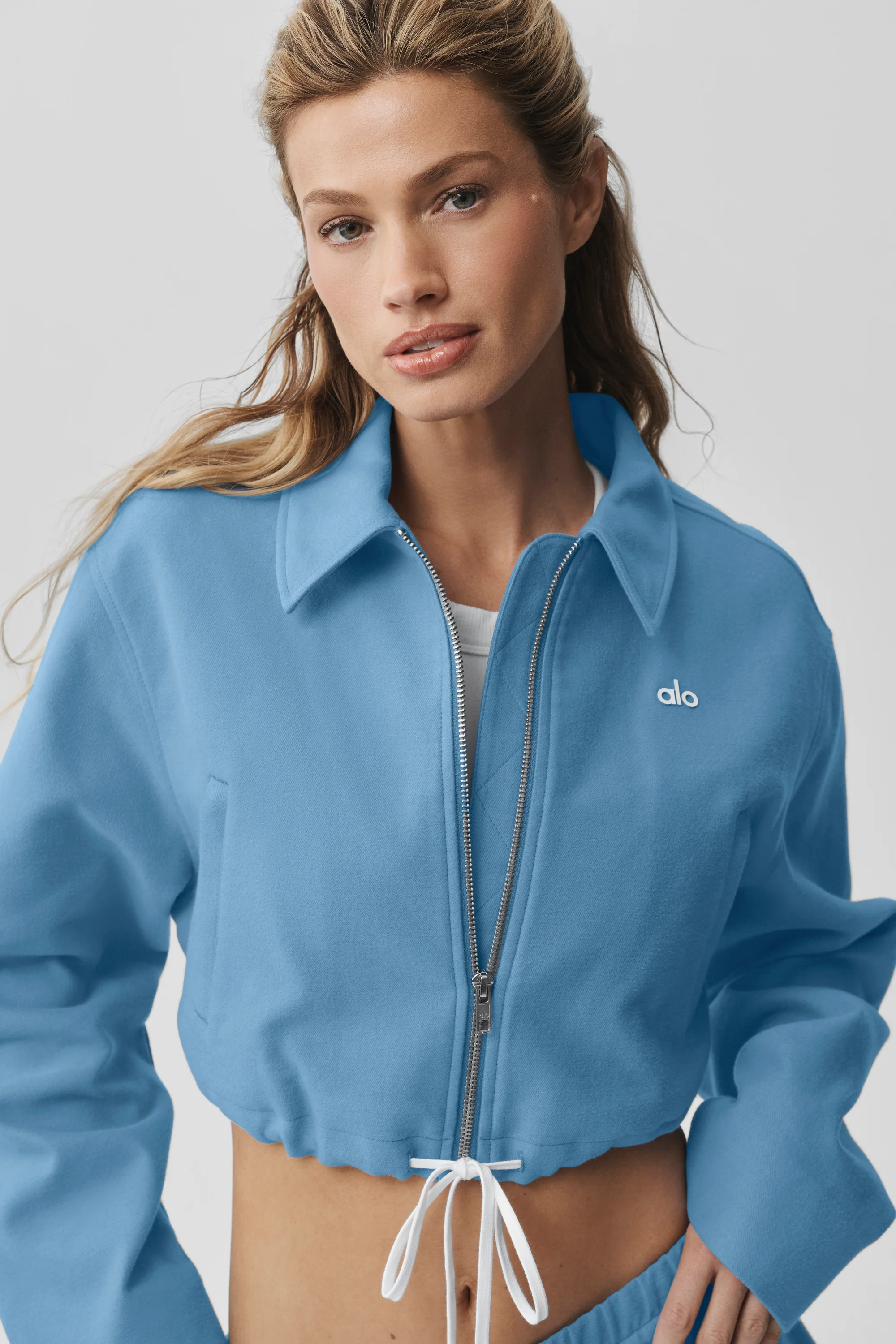 Veste zippée courte Fan Favorite en bleu California