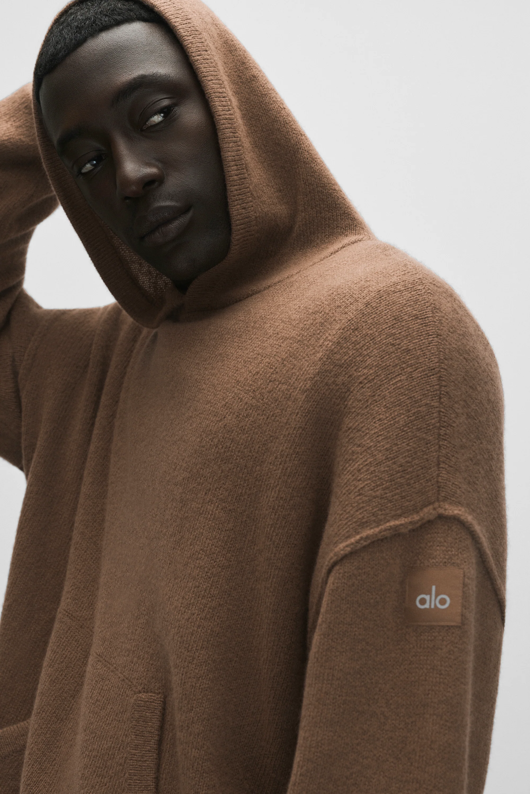 Wool Cashmere New Class hættetrøje i java brown til mænd