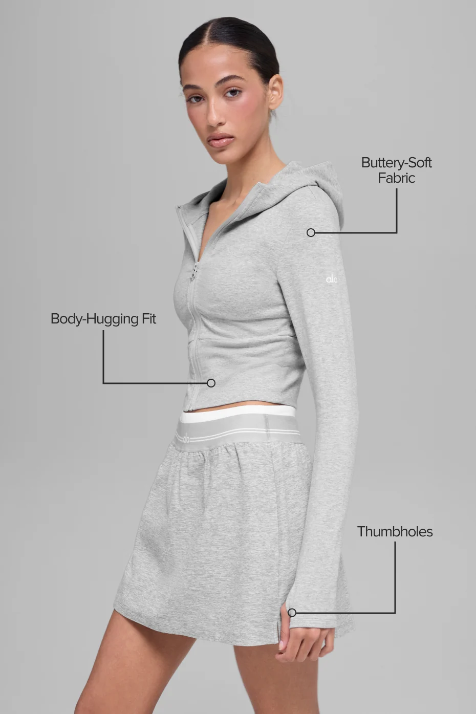 Sway Full-Zip Hoodie in Athletic Heather Grey Cotton Modal