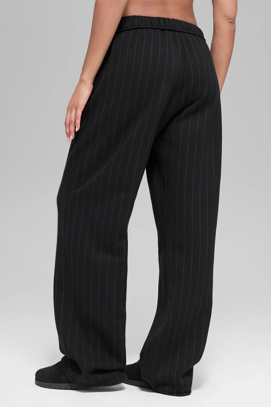 Pinstripe Straight Leg Sweatpant in Black Pinstripe Heavyweight Fleece