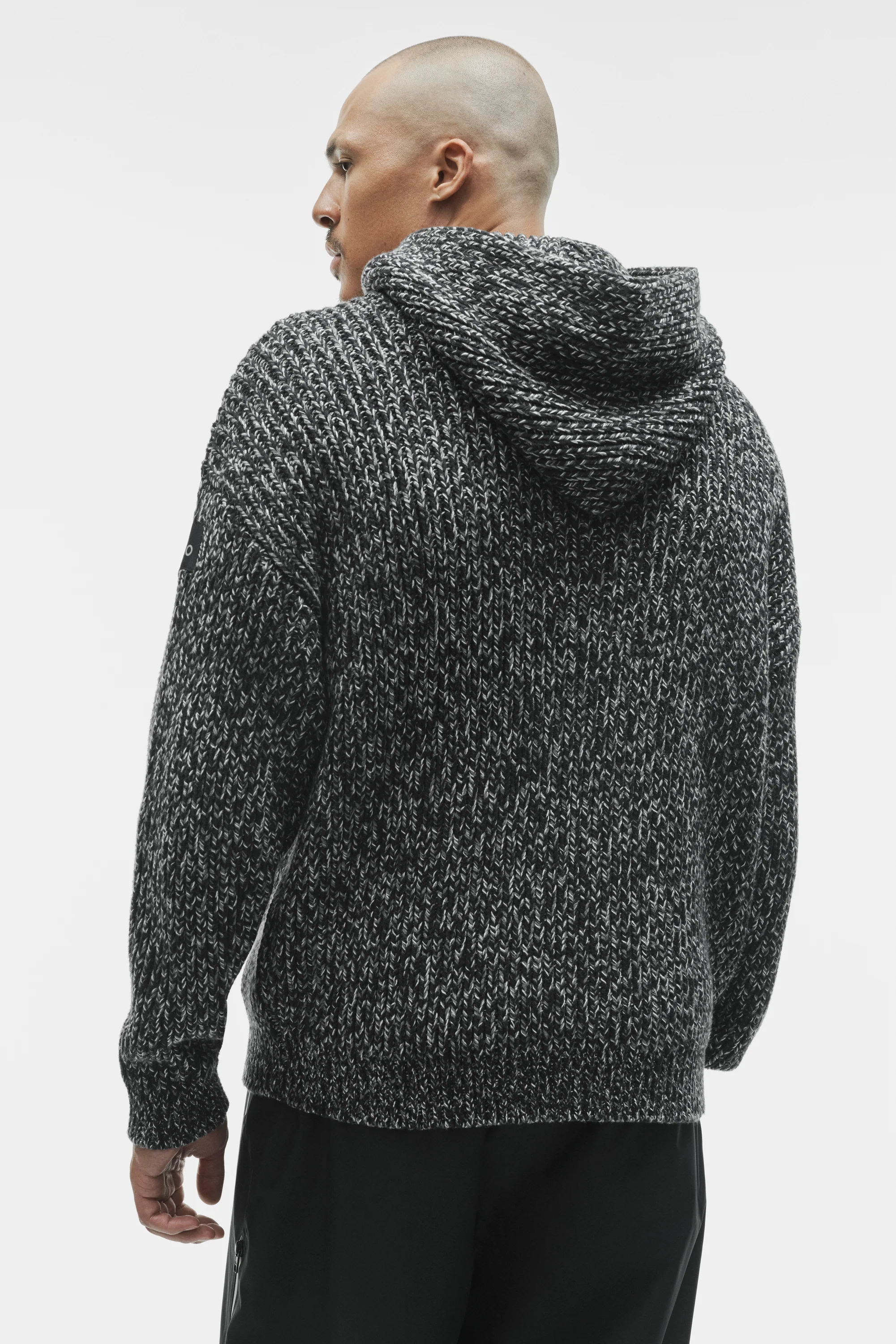 Chunky Knit Rewind Hoodie in Black Multi
