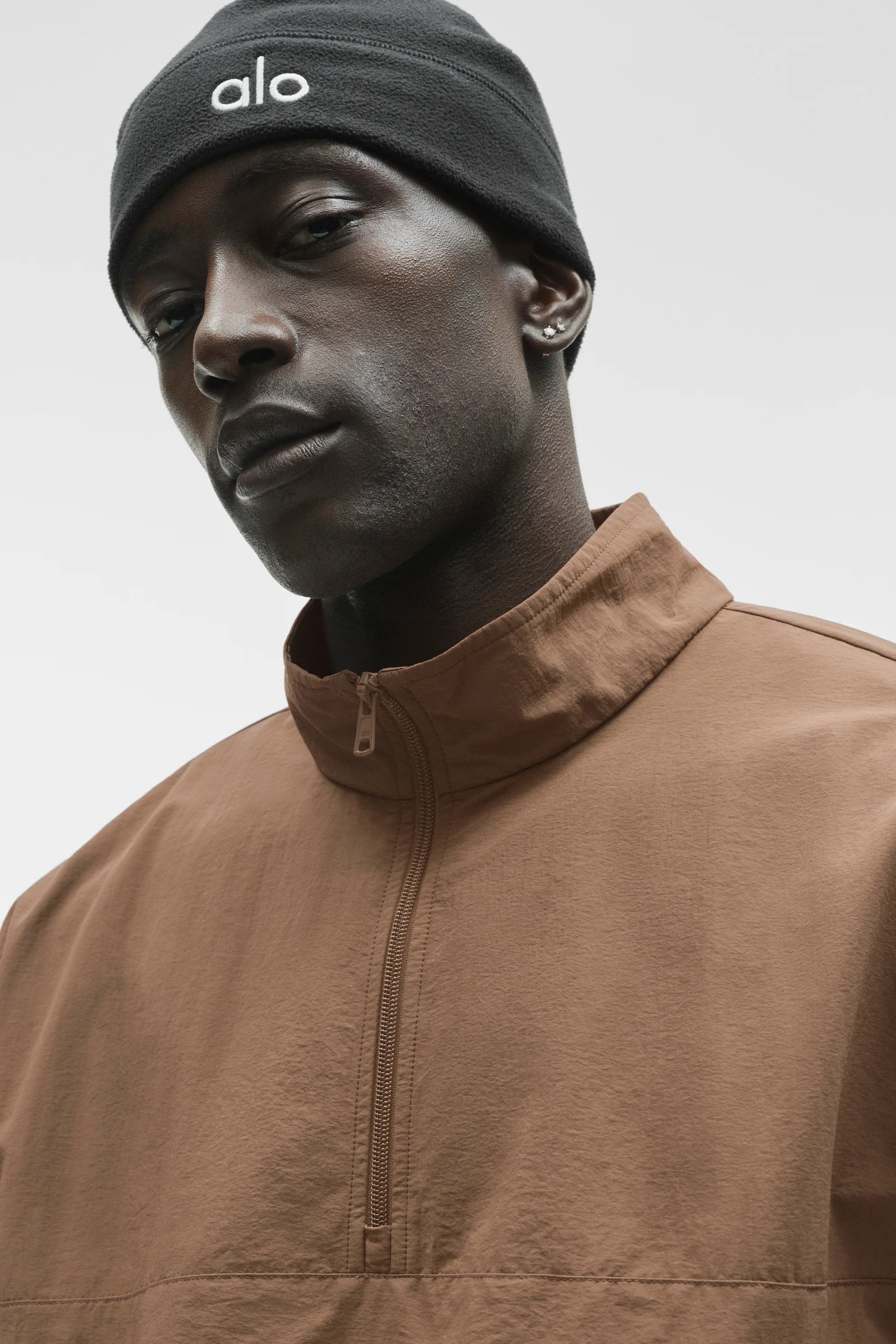 Pulover con zip leggero da asporto in Java Brown