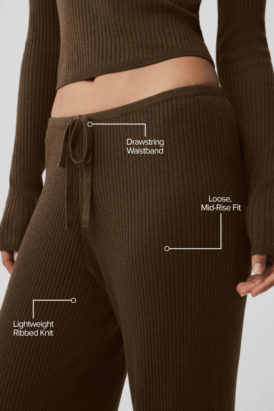 Sweater Knit Mid-Rise Unwind Wide-Leg-Hose in Espresso