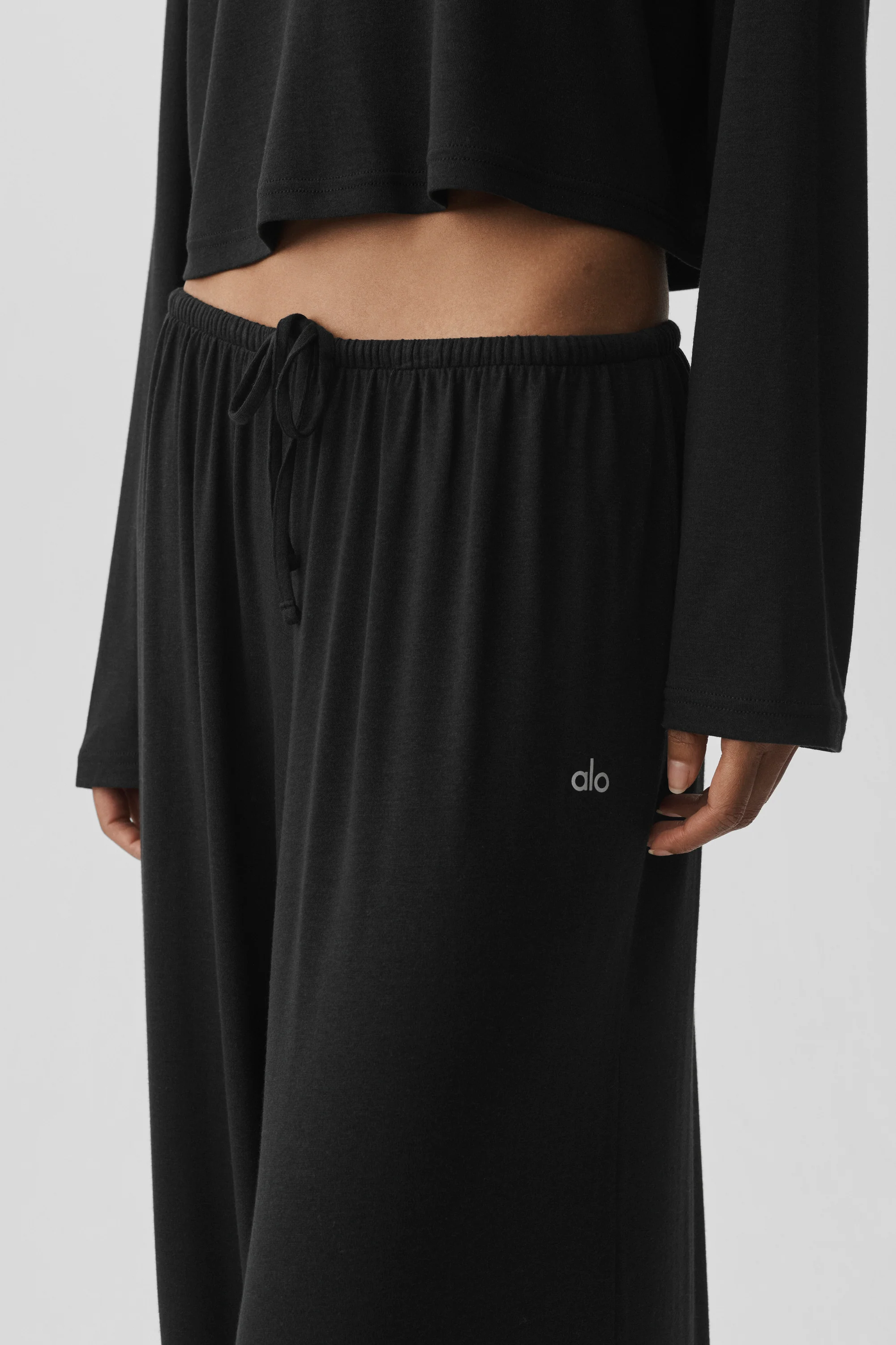 Pantalone Oasis a gamba larga a vita alta semi-trasparente (regular) in nero