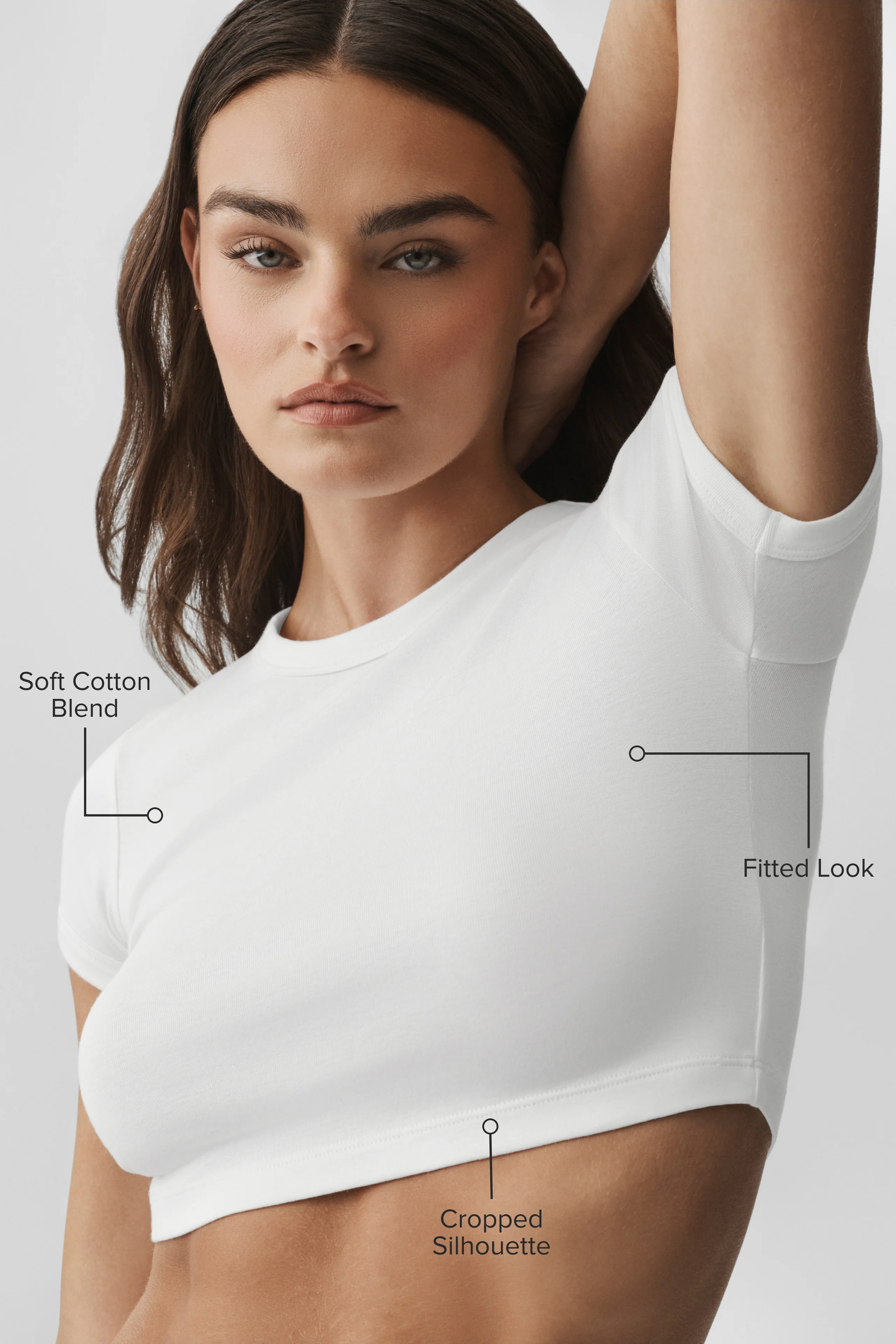 Cropped Timeless Tee in White Cotton Blend for Women