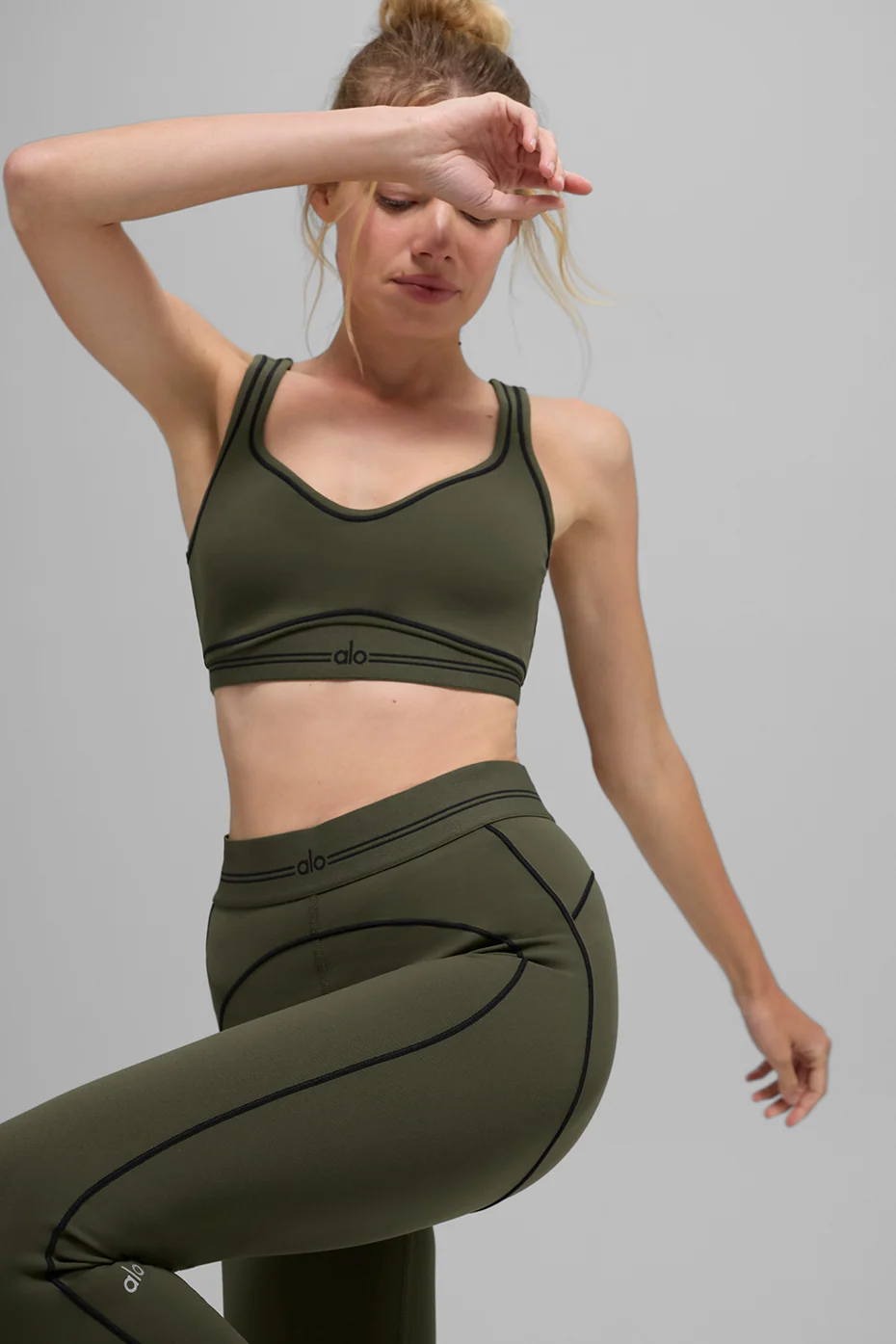 Airbrush Heart Throb Bra in Green Olive and Black