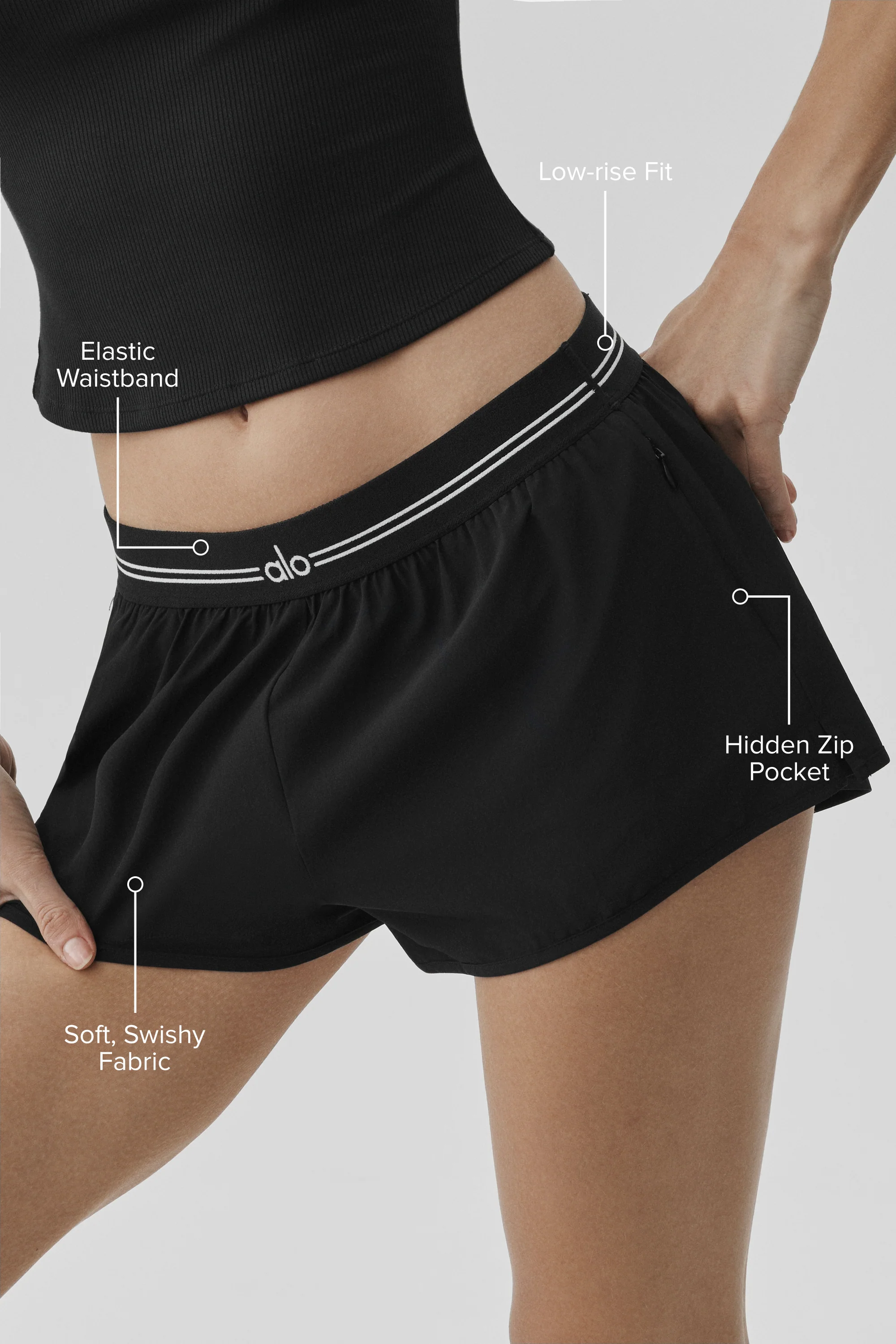Short de corrida Micro Full Stride em Black