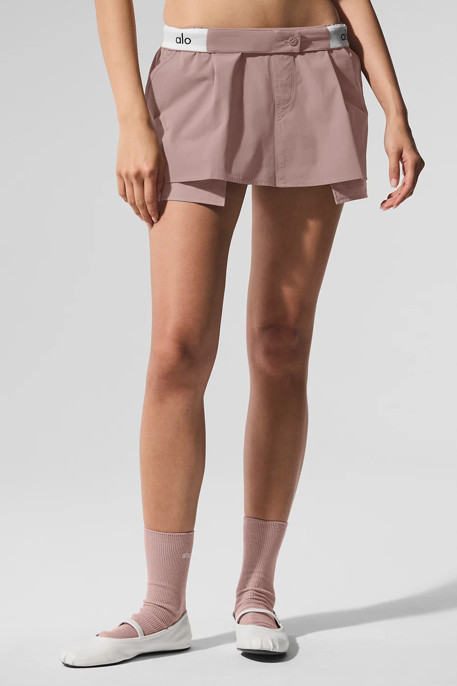 Flip It Mini Skort in Taupe with Built-In Shorts and Pockets