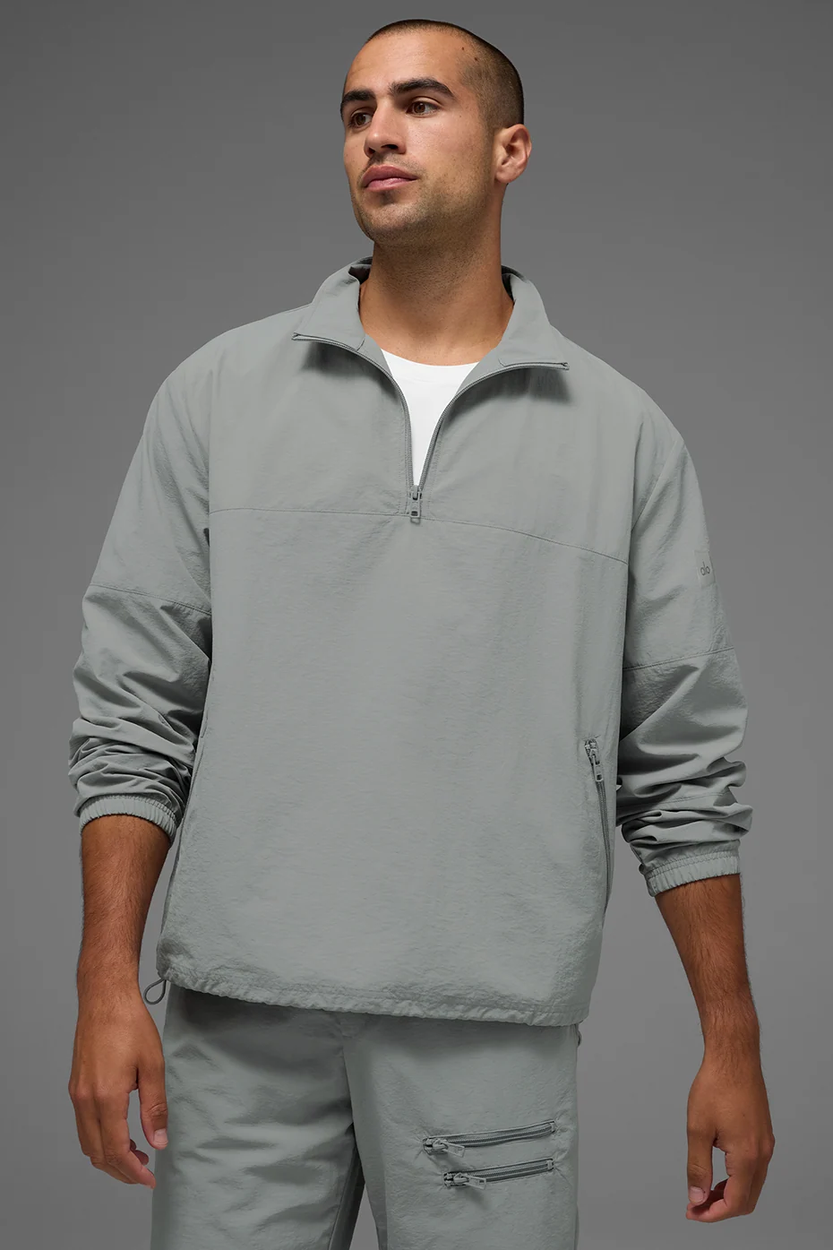 Felpa leggera da mezza zip con colletto in grigio lunar per il tempo libero