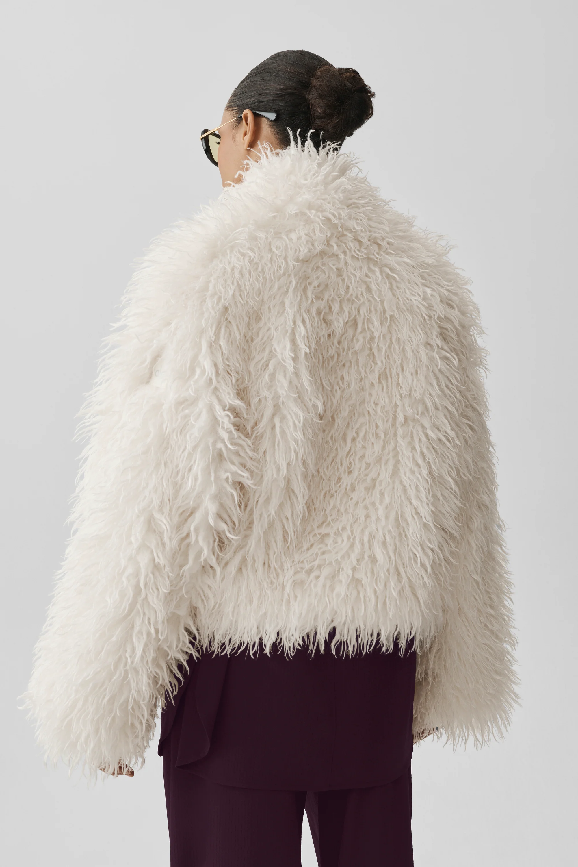 Jaqueta Starlet de Faux Fur Mongoliano em Marfim