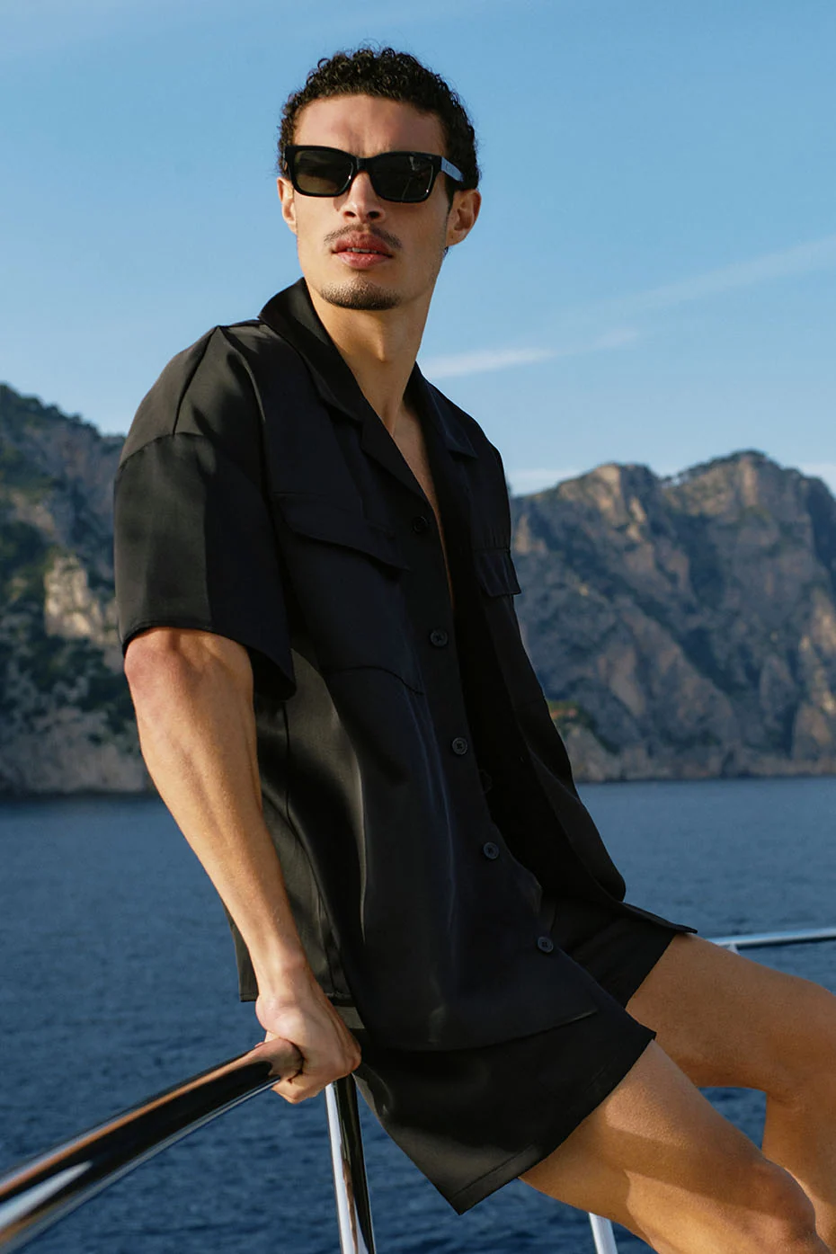 7" Satin Horizon Shorts i Svart för Uteliv