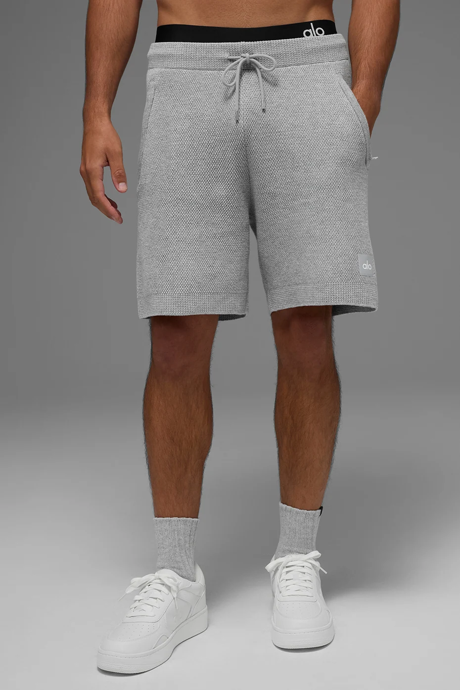 Sports Club Sweater Knit Short, 7 Inch Cotton Knit in Heather Grey