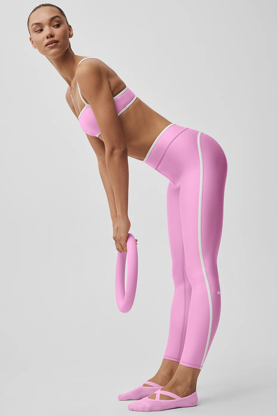 Airlift High Waist Charger 7/8 Legging in Candy Heart Pink/White