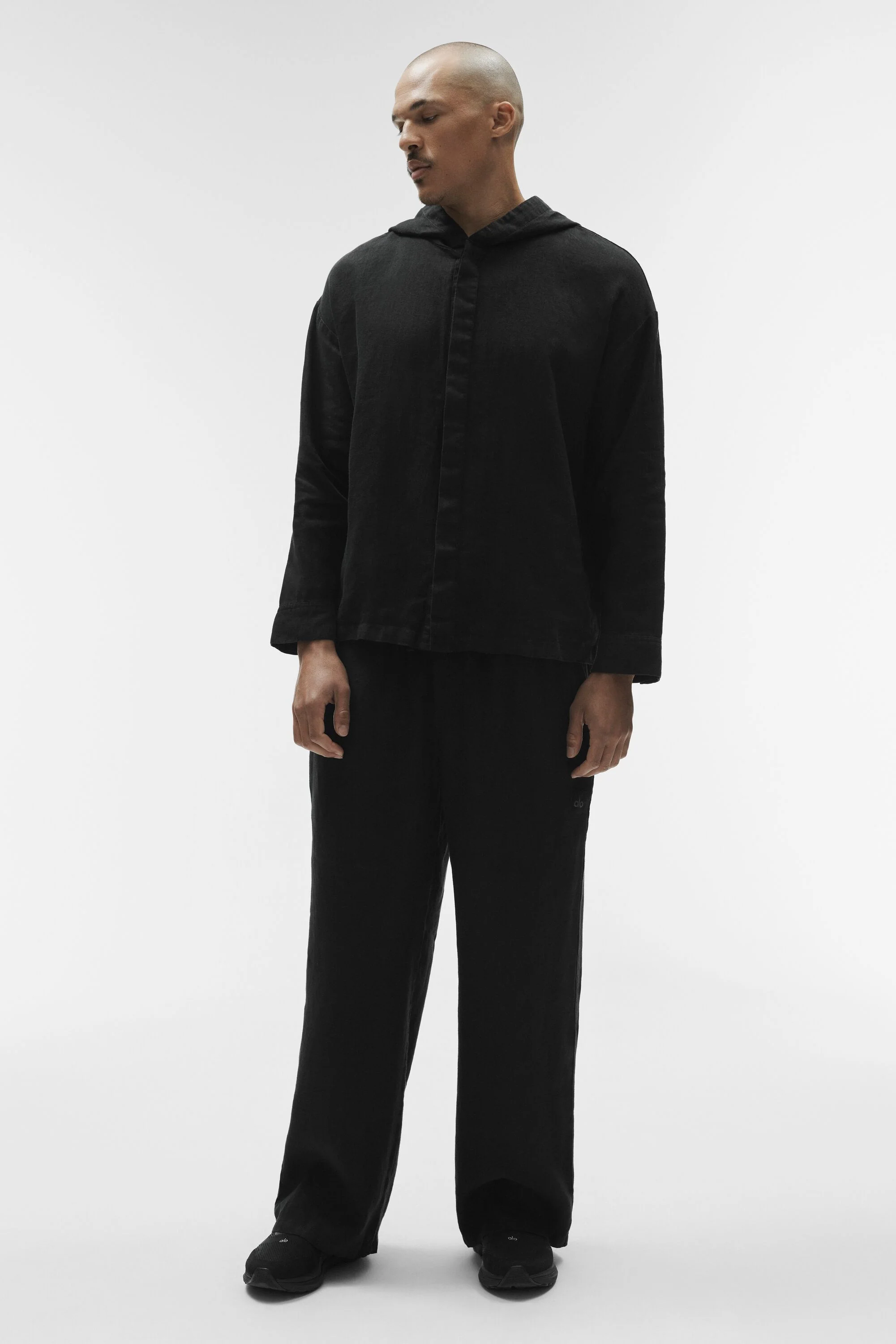Sweat à capuche boutonné Linen Days noir pour homme