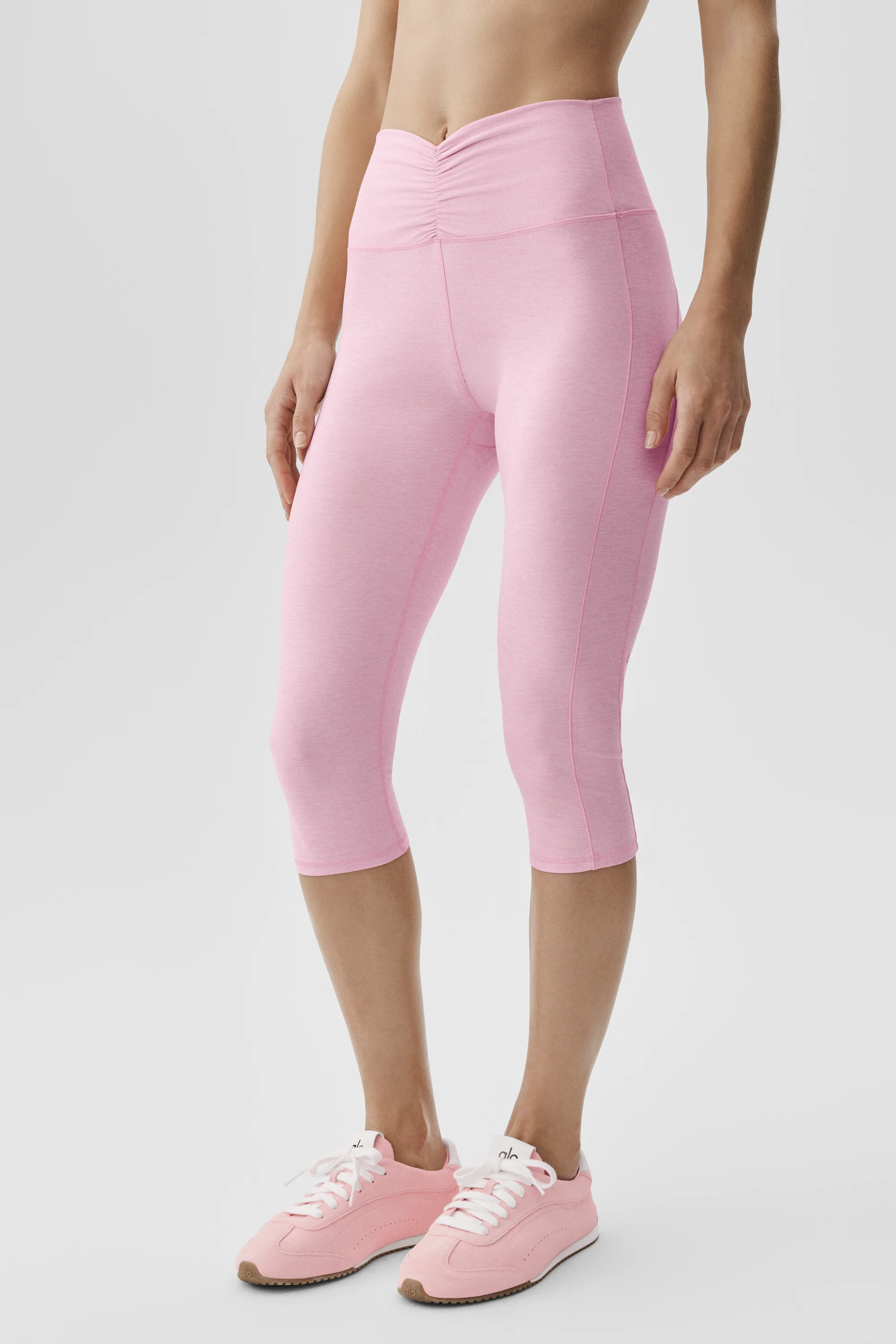Alosoft High-Waist Intuition Capri in Pink Marshmallow Heather
