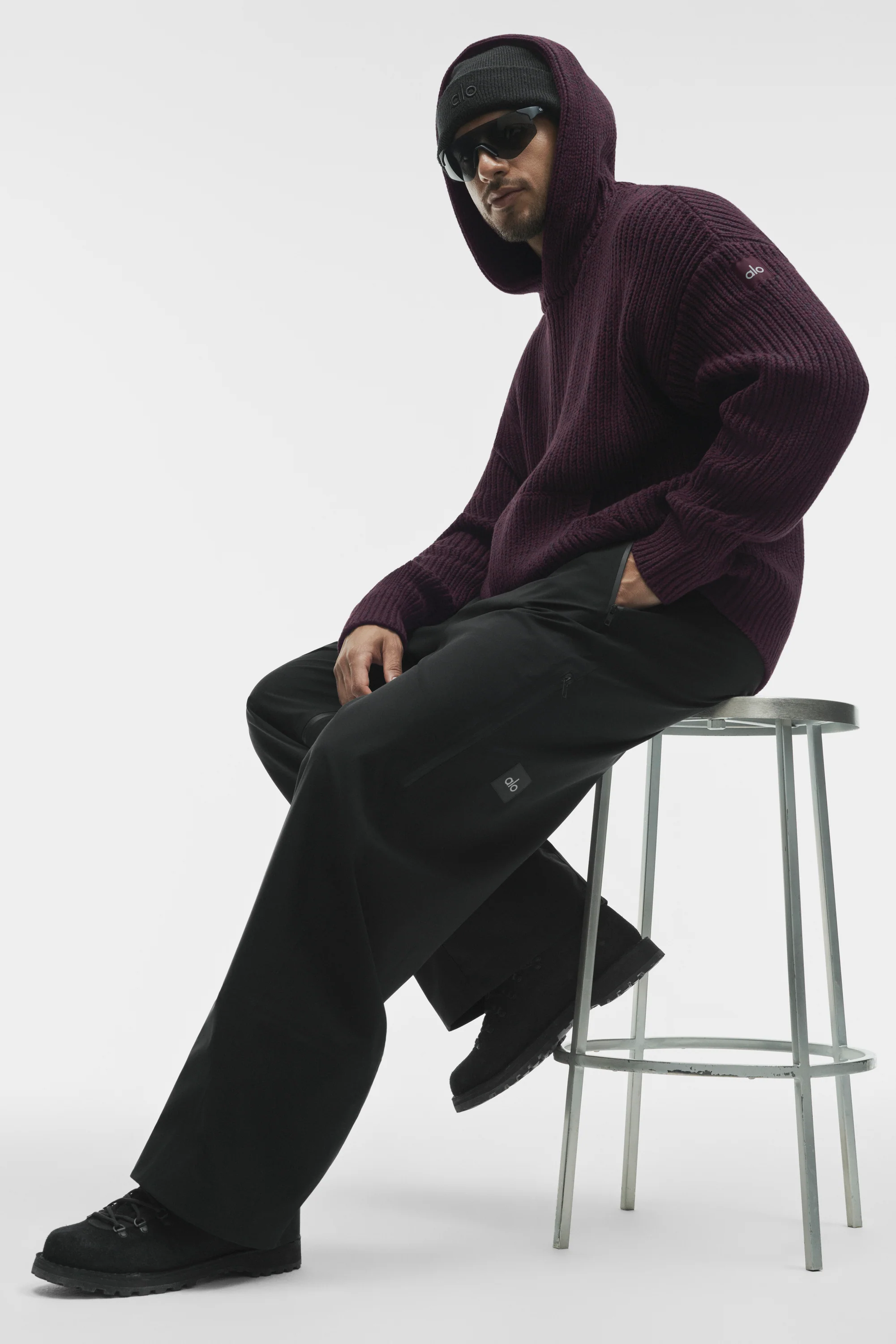 Chunky Knit Rewind Hoodie – Rich Bordeaux Multi