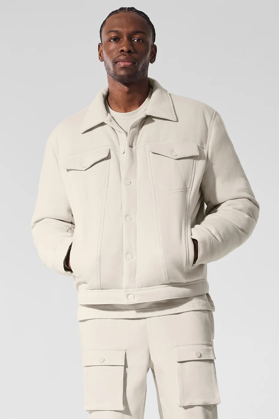 Ease Trucker Jacket in Bone Made From Chill Fabric