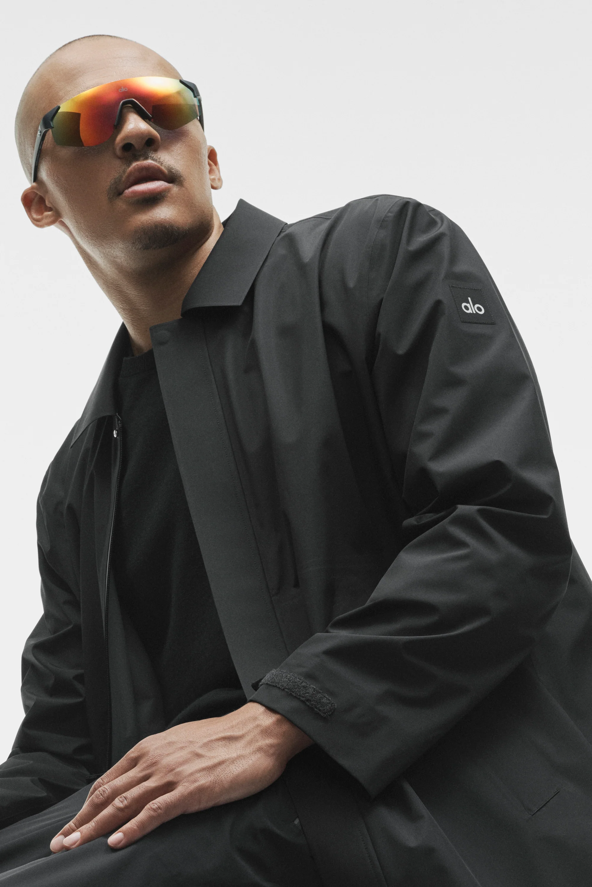 Abrigo largo Alpha Shell en negro, prenda exterior para hombre resistente al agua