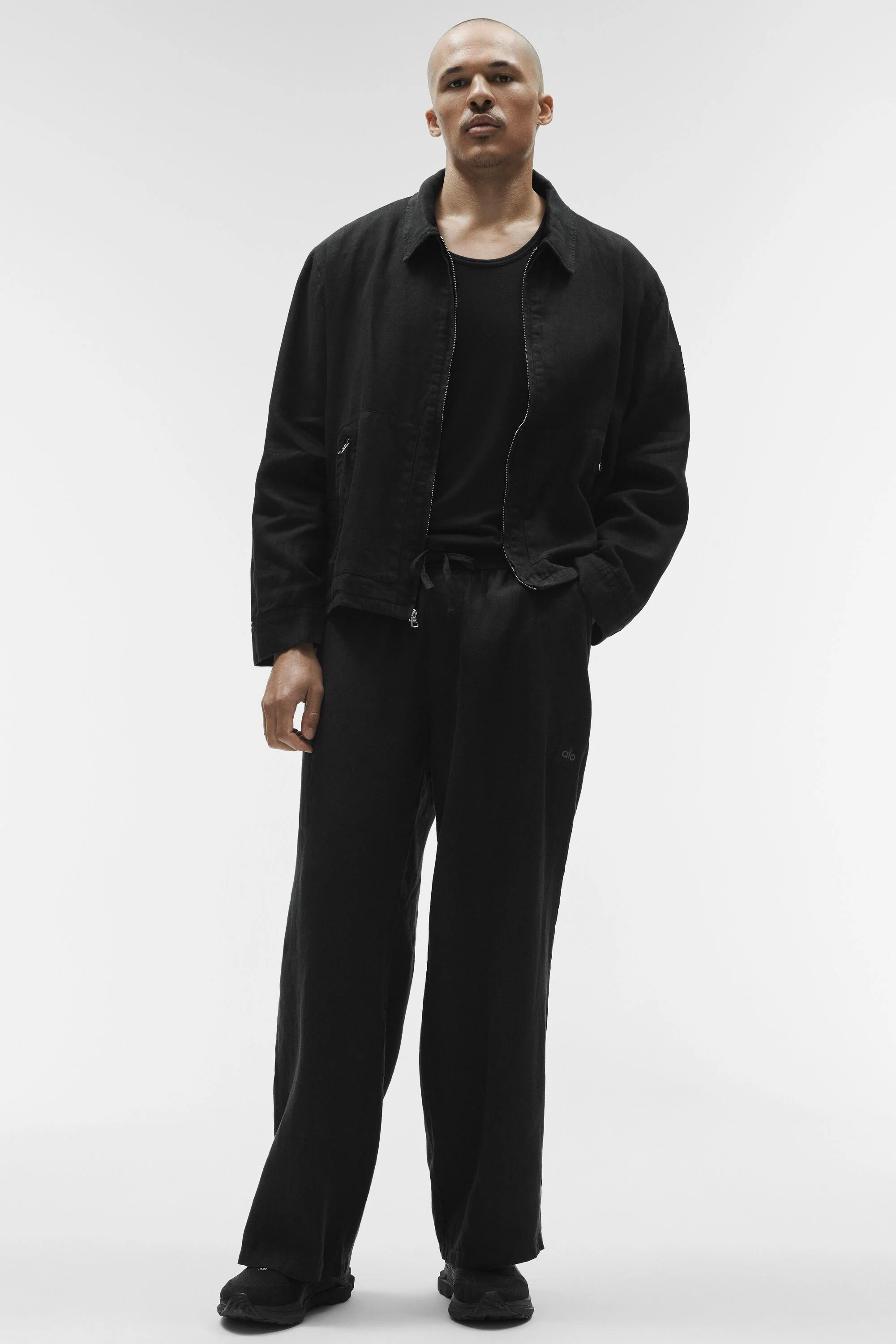 Veste zippée Linen Days noire pour superposition légère