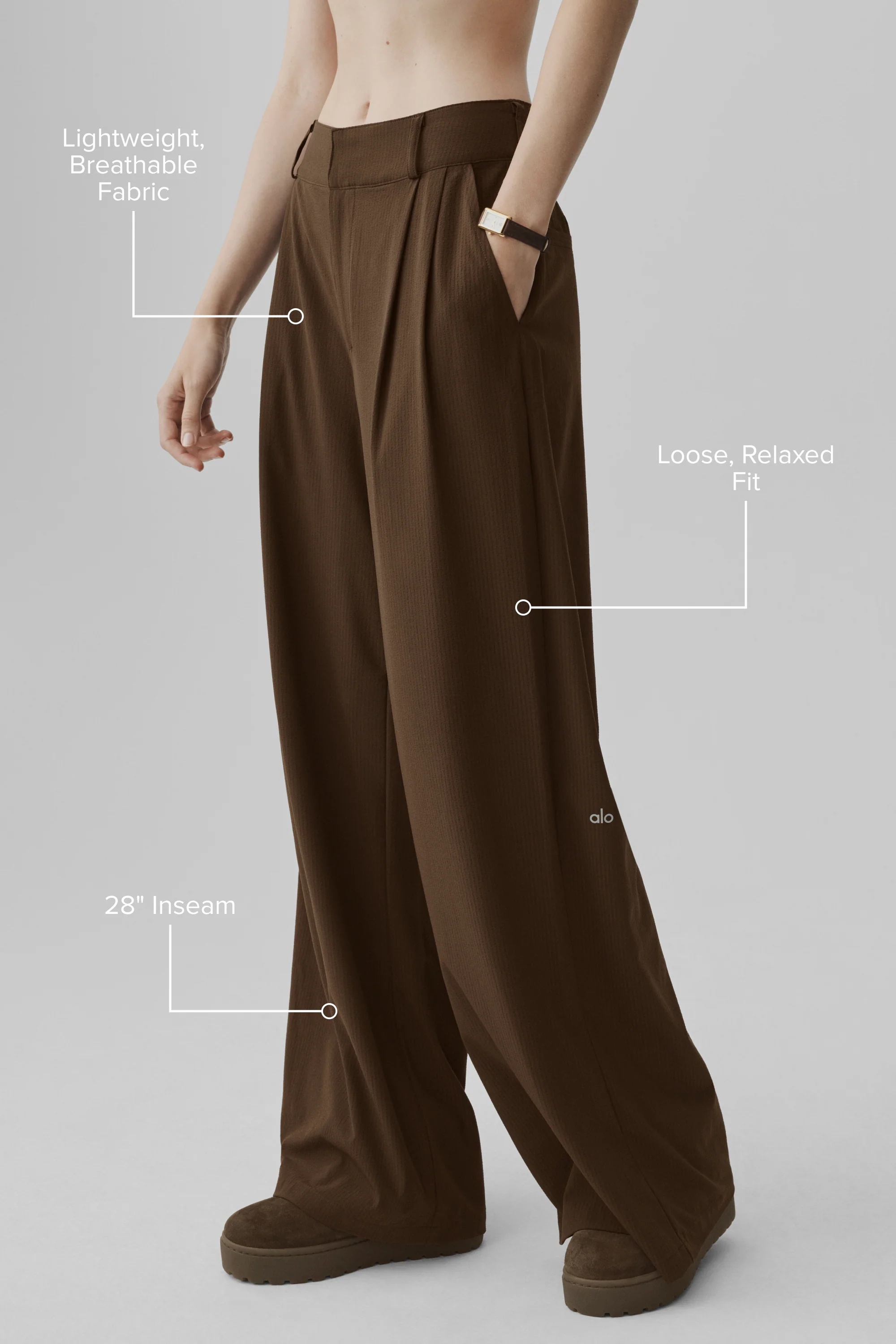 High-Waist Dreamscape Trouser Short in Espresso, 28-Inch Inseam
