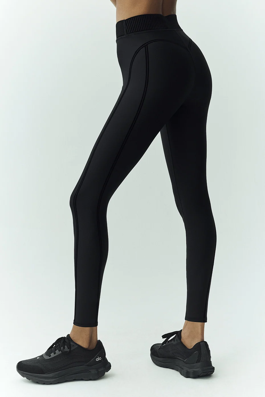 Airlift Line Up Mirage 7/8 Legging in Black with Logo Waistband