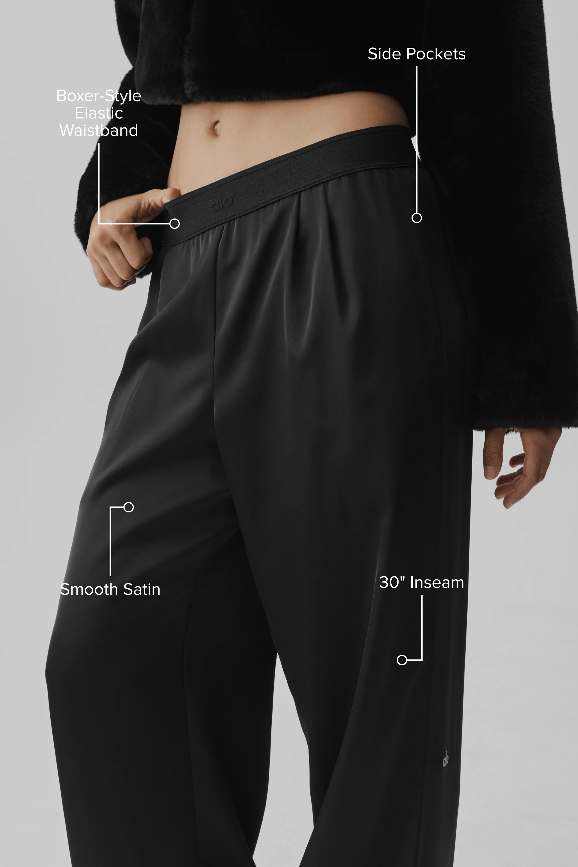 Satin High-Waist Smooth Talker Pant Regular Length in Black
