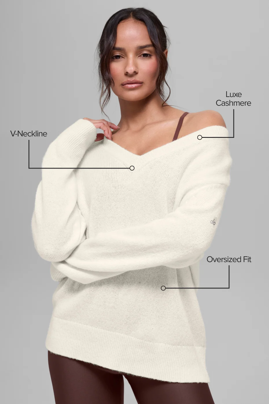 Wool Cashmere New Class Oversized V-Neck Sweater in Ivory