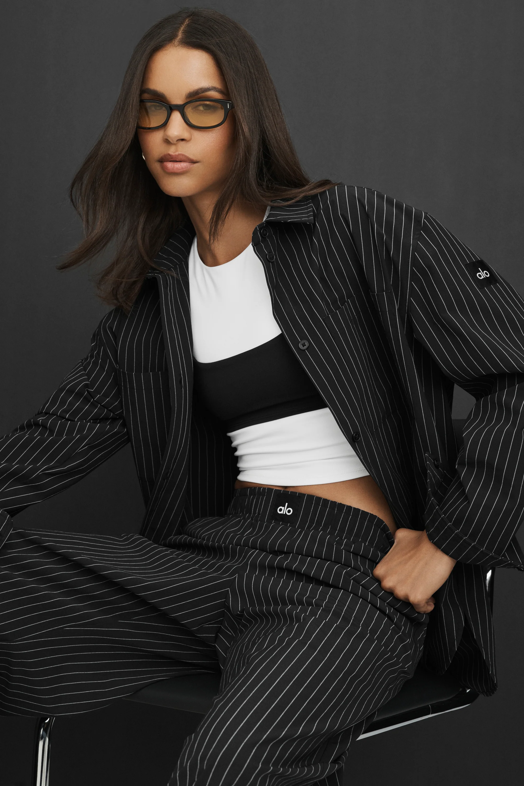 Pinstripe Daylight Boxer Pant Regular Fit i Black Titanium