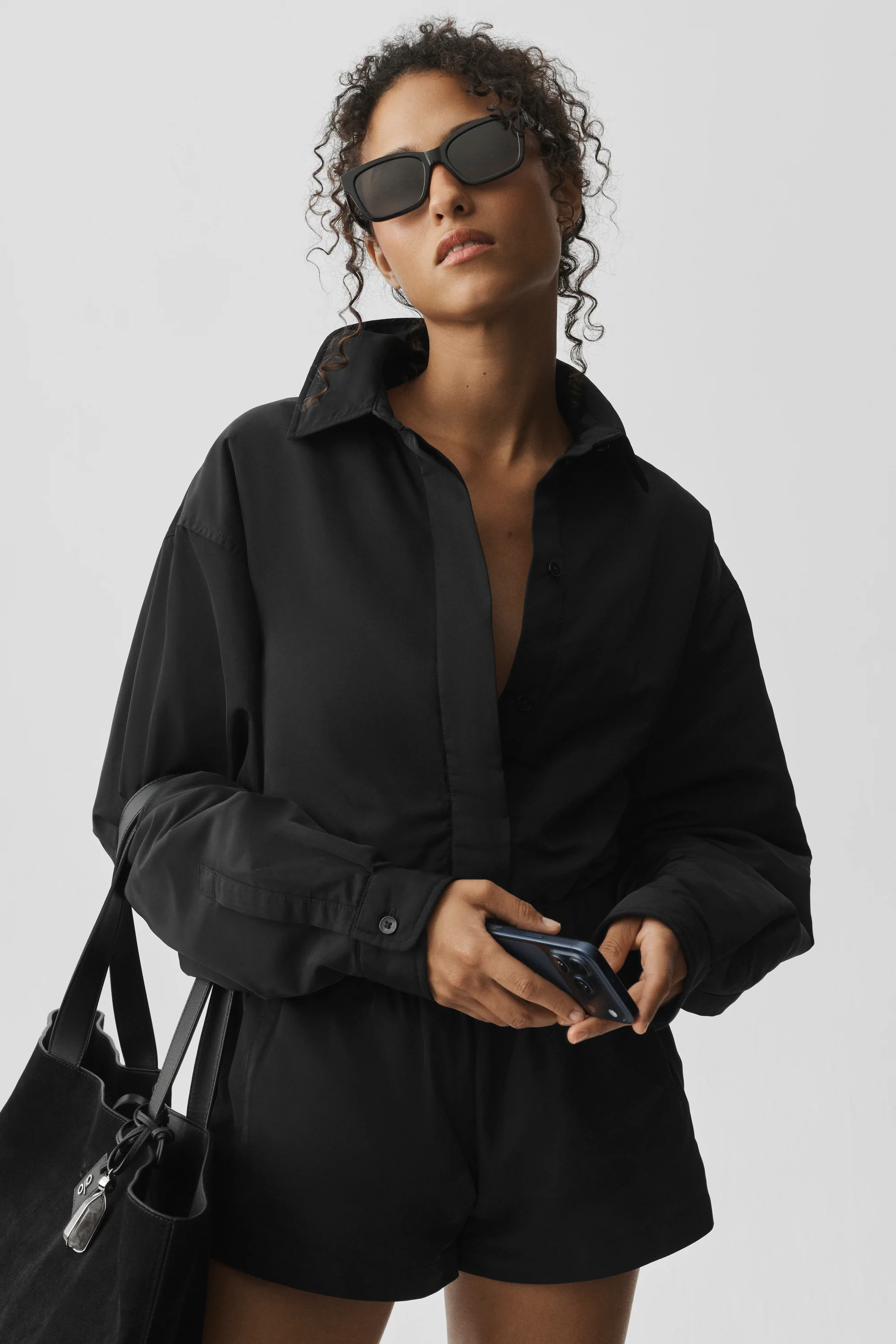 Socialite Shacket in Black: Oversized Structured Layer