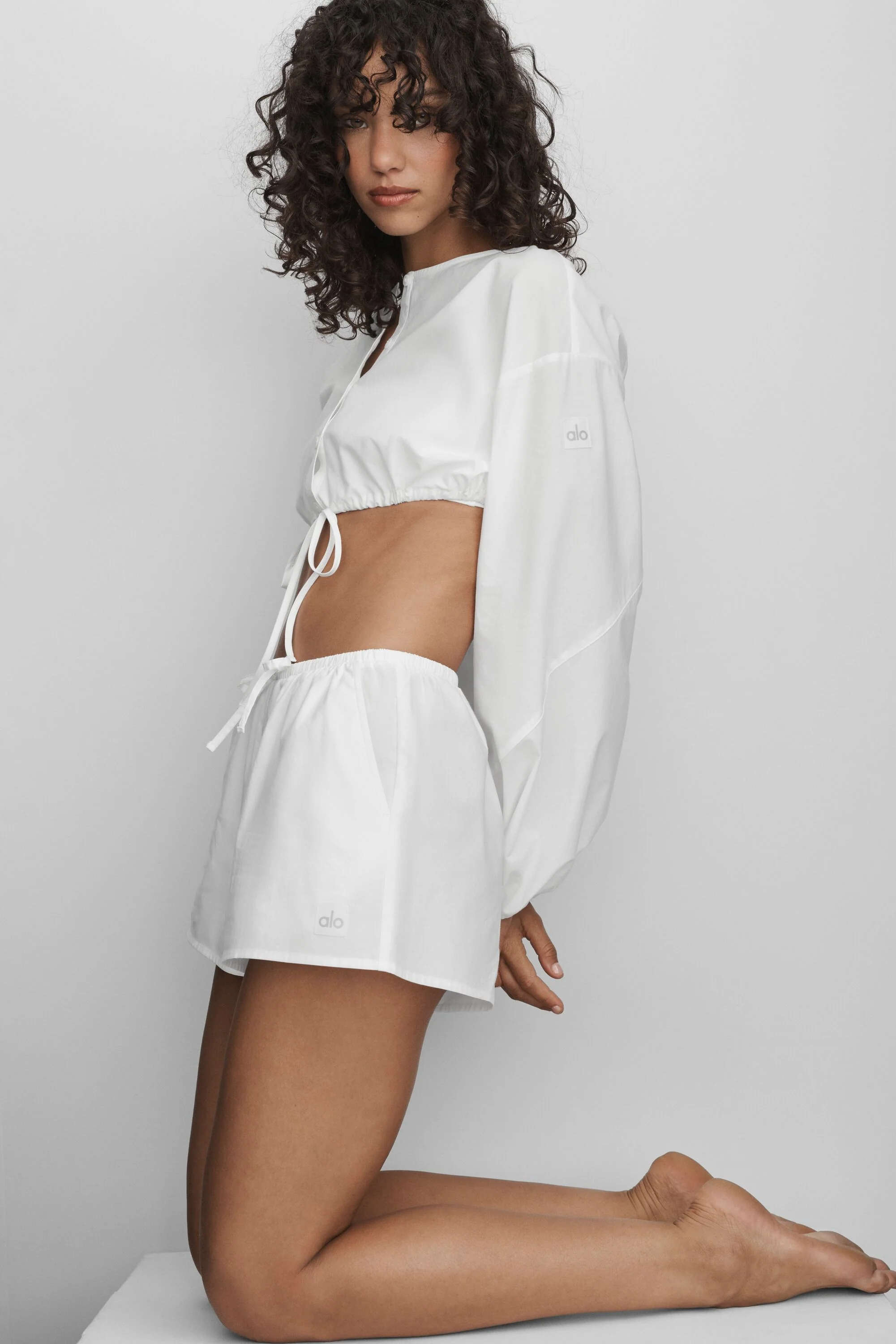 Cotton High-Waist Real Deal-shorts i hvid med lommer og linning med snor