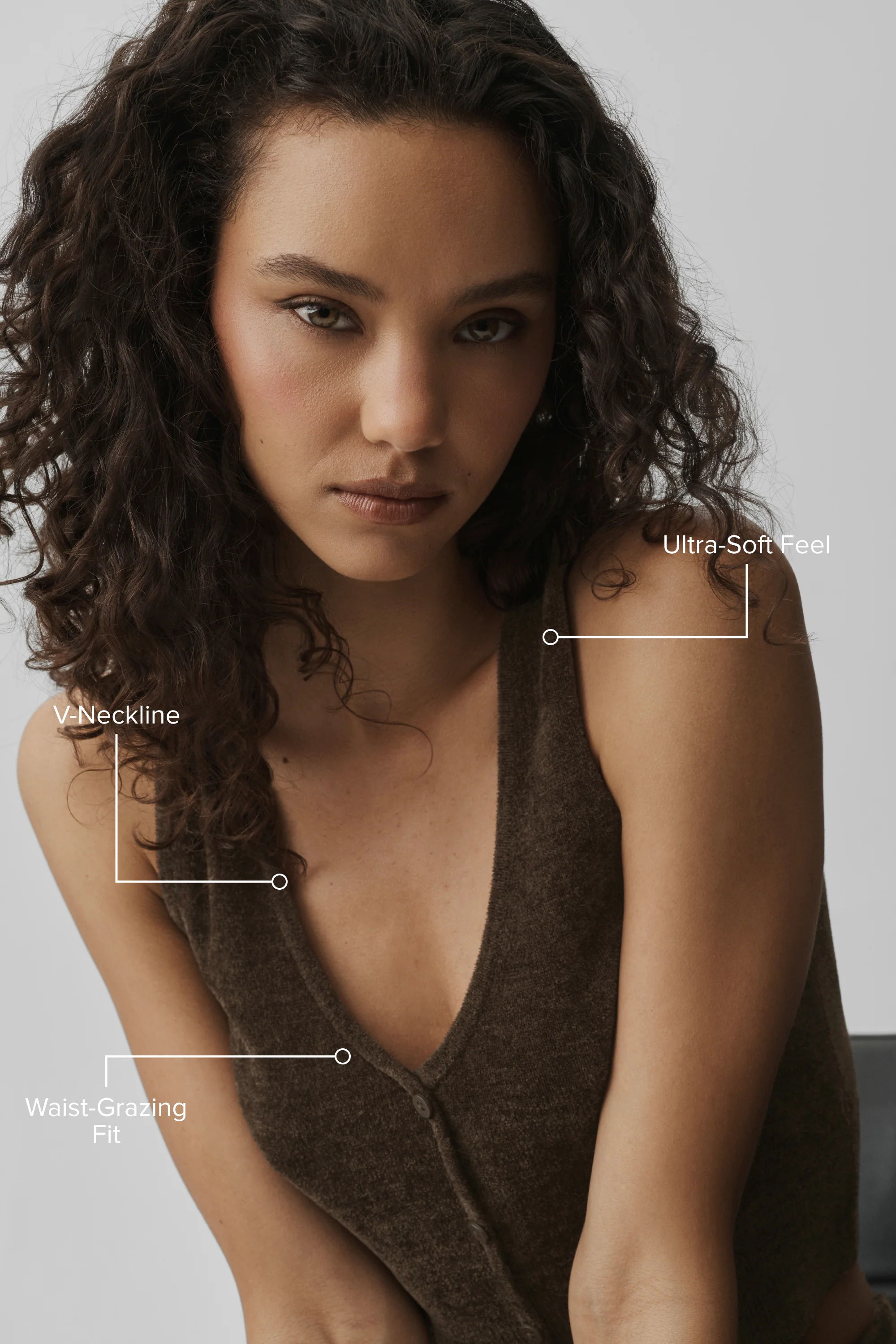 Micro Chenille Button-Down-Tanktop in Espresso