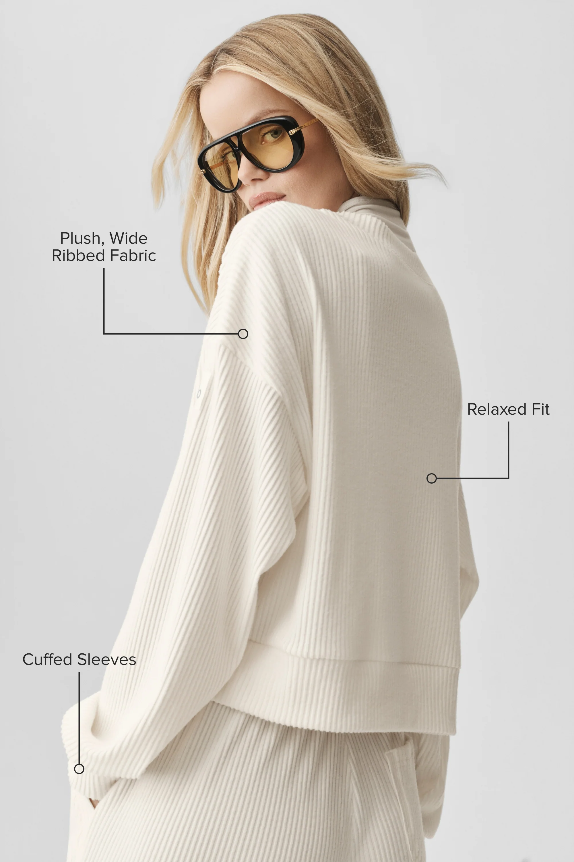Muse Crew Neck Pullover in Ivory Ultra-Soft Knit