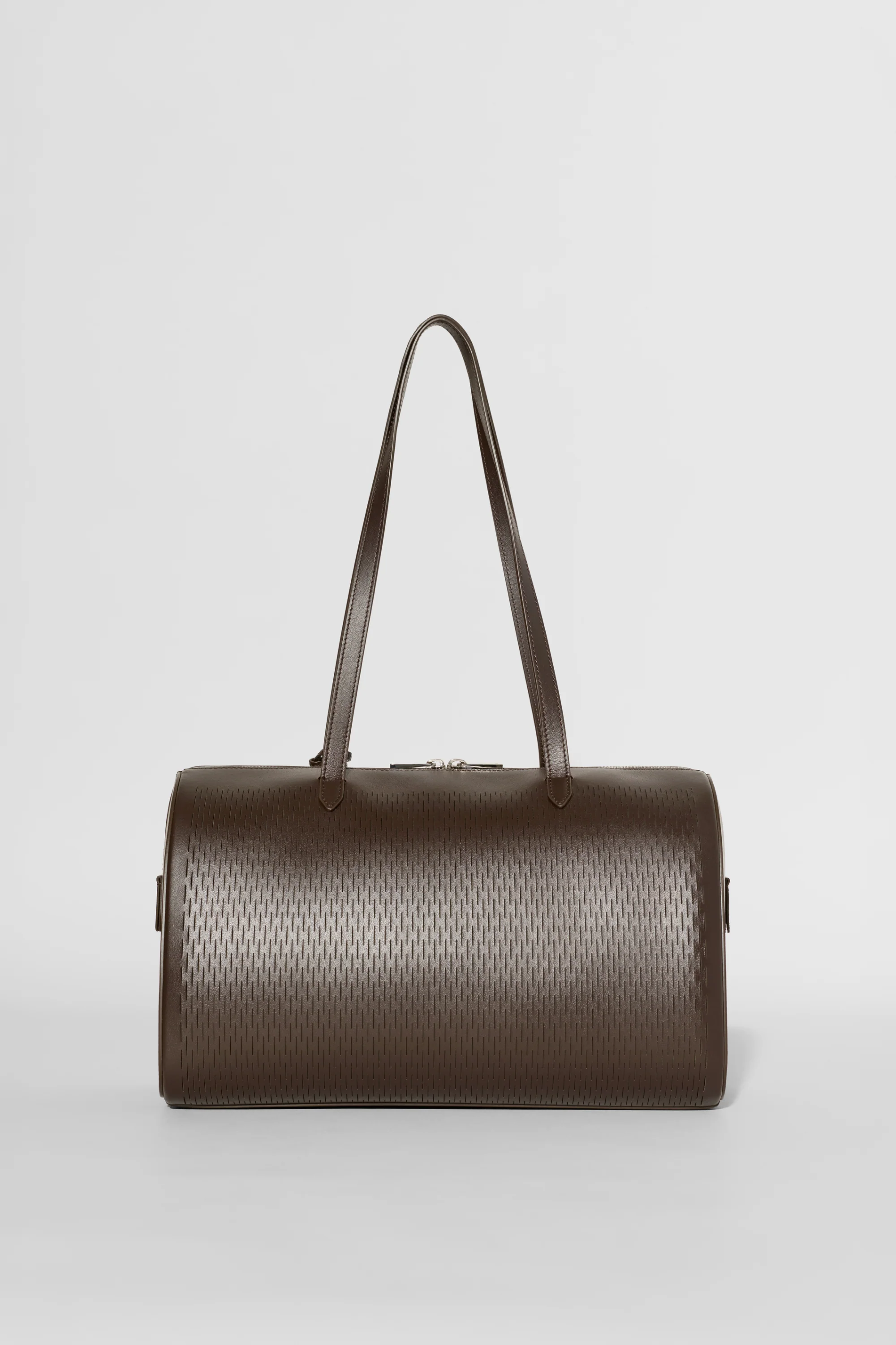 ALO Leather Mesh Shoulder Voyage Bag in Espresso Leer Mesh