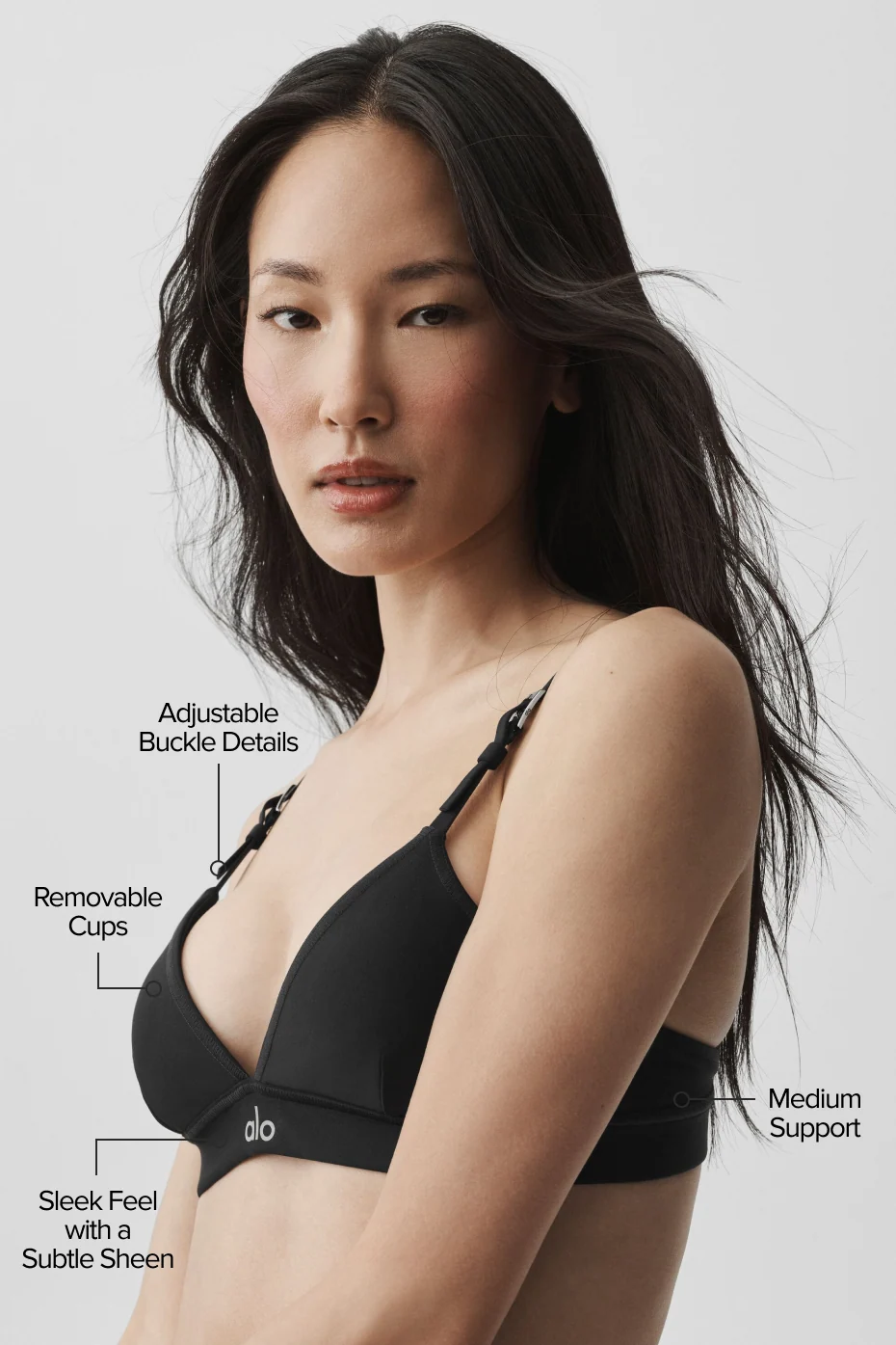 Airlift Connection Bra in Black with Adjustable Buckle Straps